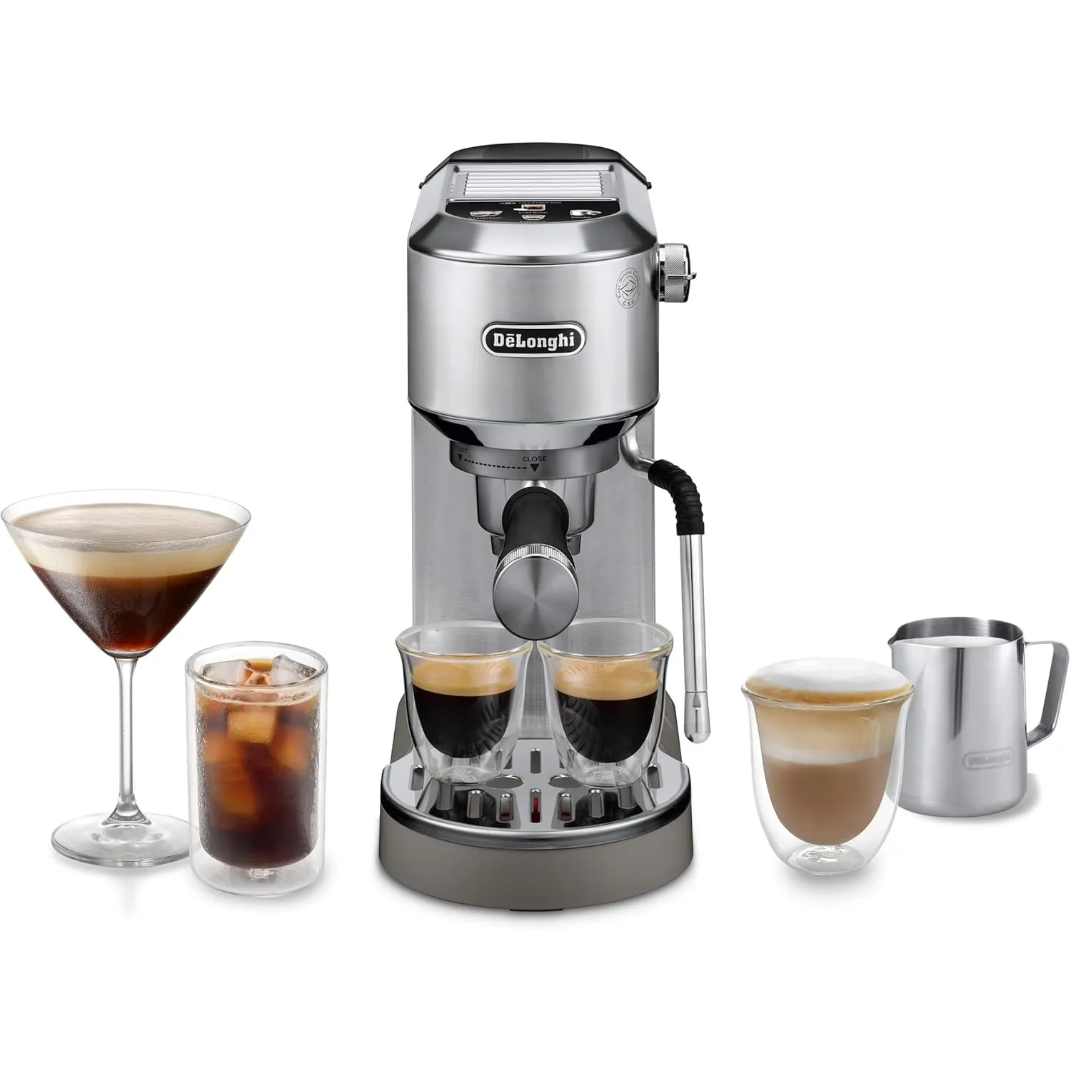 De'Longhi Dedica Duo - Perfetto Kompakte Siebträgermaschine Espressomaschine mit Soft-Touch-Icons, manuellem Milchaufsc…