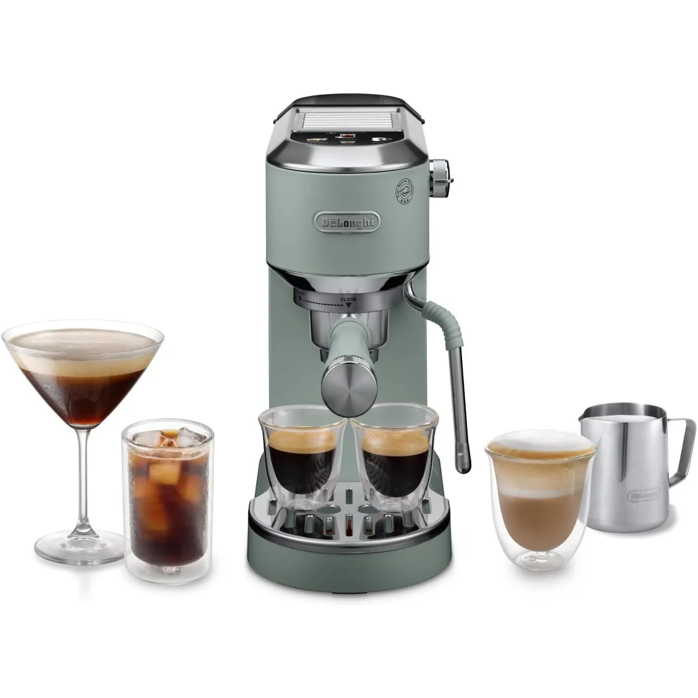 De'Longhi Dedica Duo - Perfetto Kompakte Siebträgermaschine Espressomaschine mit Soft-Touch-Icons, manuellem Milchaufsc…