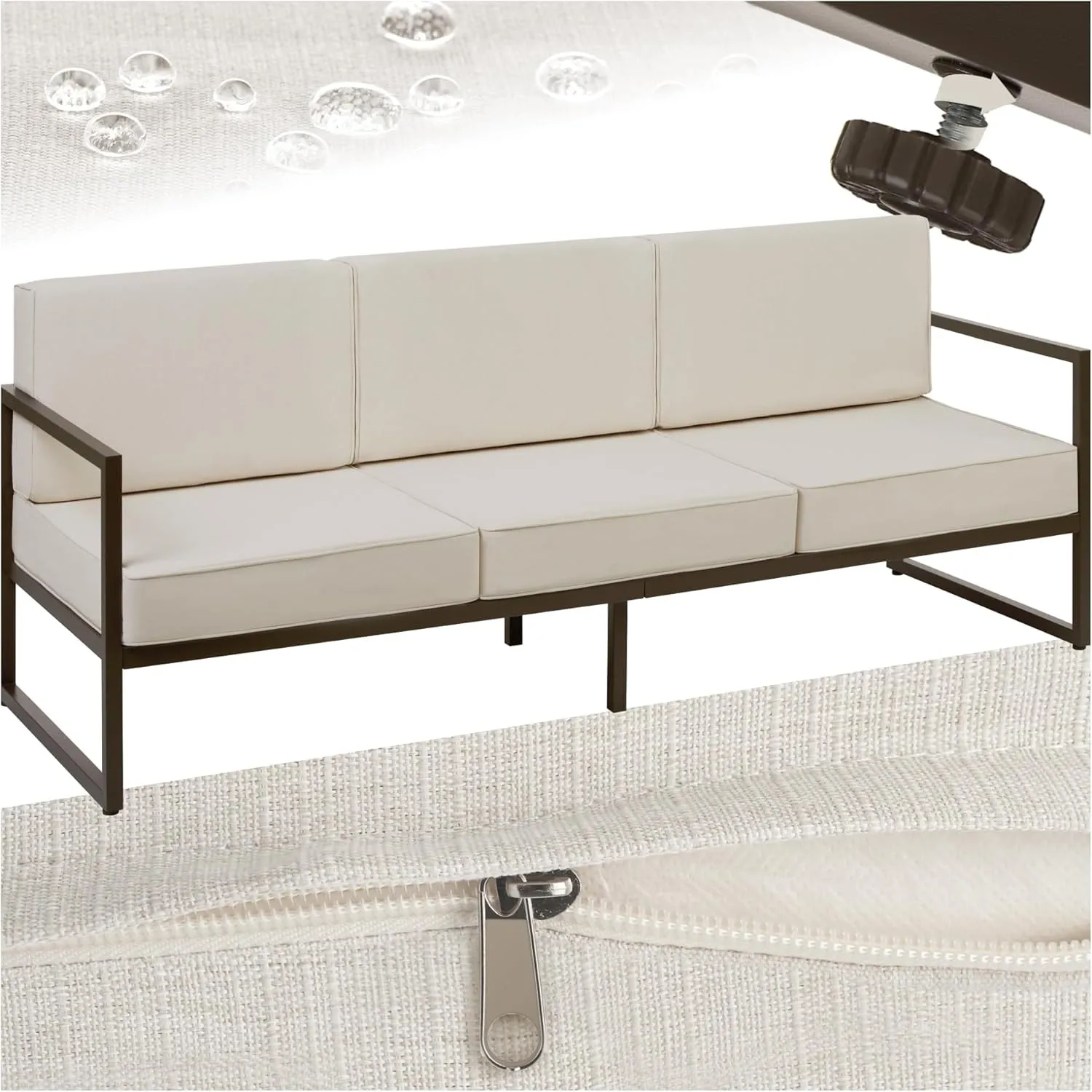 tectake® Garten Lounge Sofa 3 Sitzer, Couch, Gartenmöbel, Balkonmöbel, Terrassenmöbel, Wintergarten Lounge Möbel Outdoo…