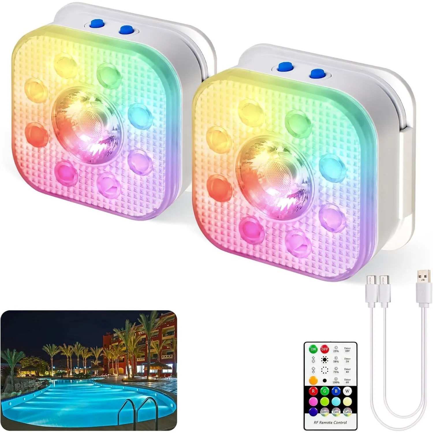 HL Poolbeleuchtung Unterwasser Licht mit Fernbedienung,RGB Pool Lichter Schwimmend, Pool Magnetic Beleuchtung für Schwi…