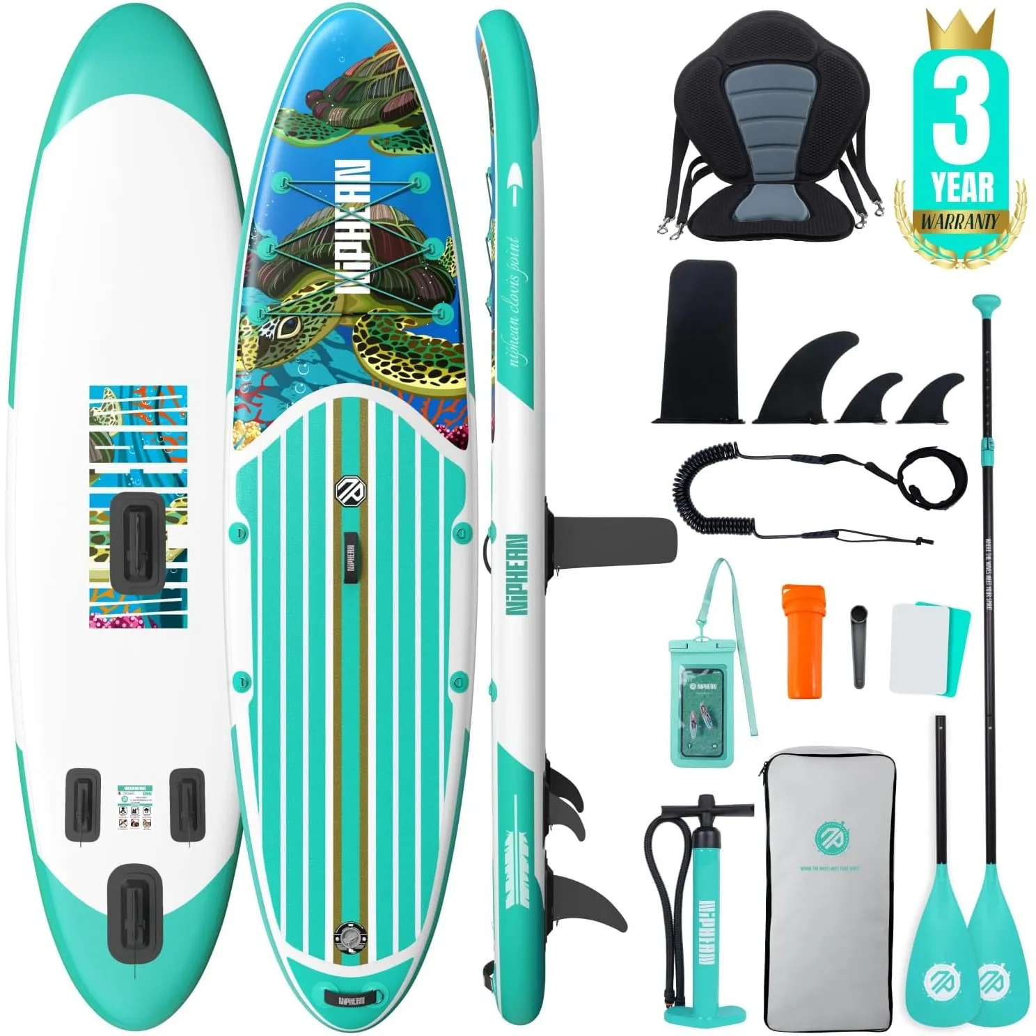 Niphean Stand up Paddling Board mit Sitz und Sup Board Zubehör | 320/305cm Stabiles Sup Board 200kg für 2 Personen, Rob…