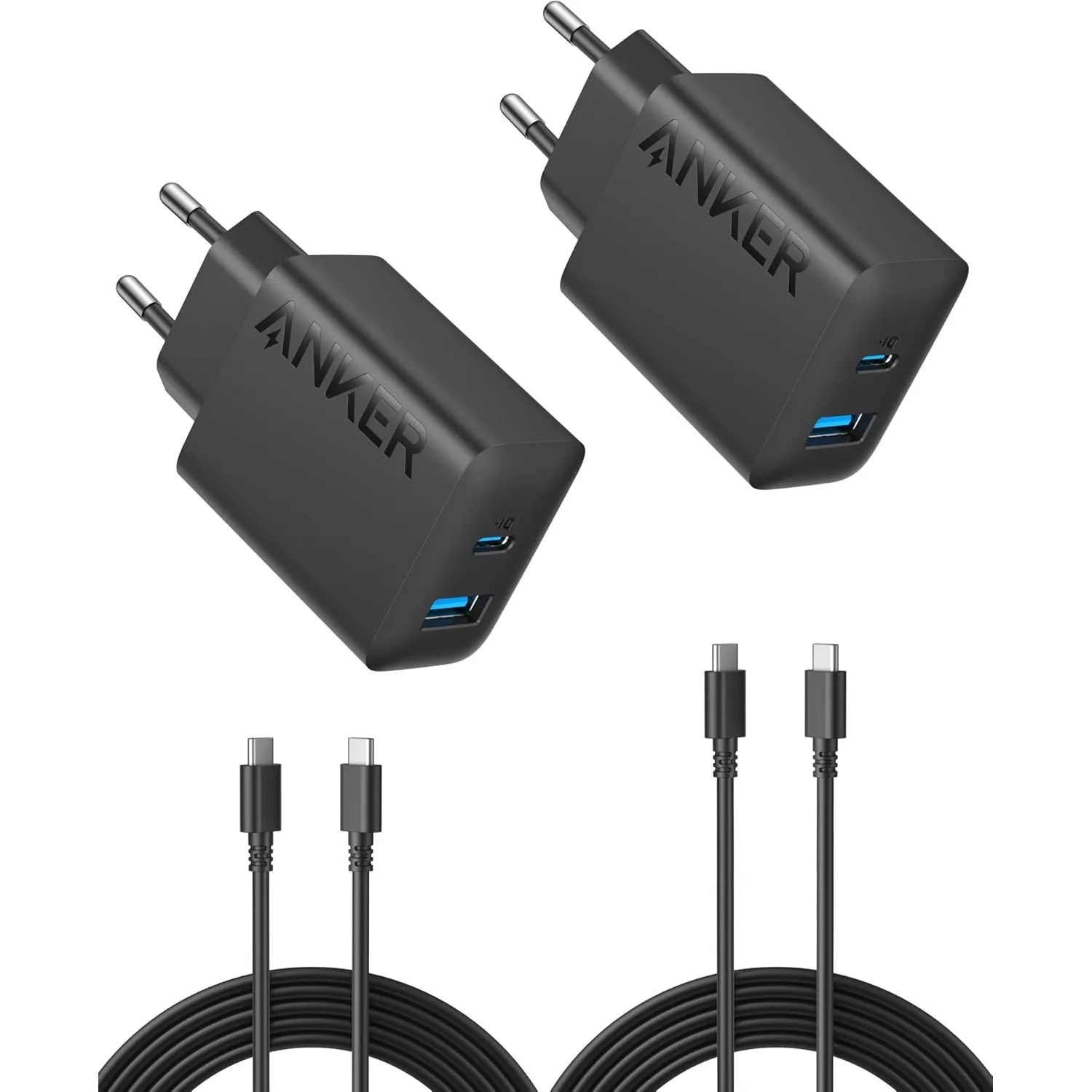 Anker 20W USB C Ladegerät, Netzteil USB C, PD Schnellladegerät Doppelpack | 2-Port Schnellladen für iPhone 17/16/15 Ser…