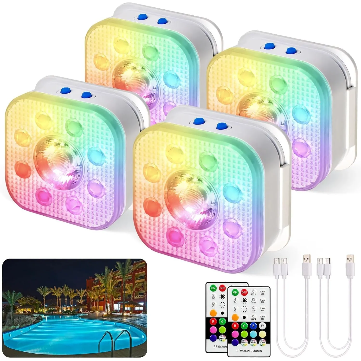 HL Unterwasser Licht mit Fernbedienung,RGB LED Schwimmende Poolbeleuchtung, Pool Magnetic Beleuchtung, Pool lichter für…