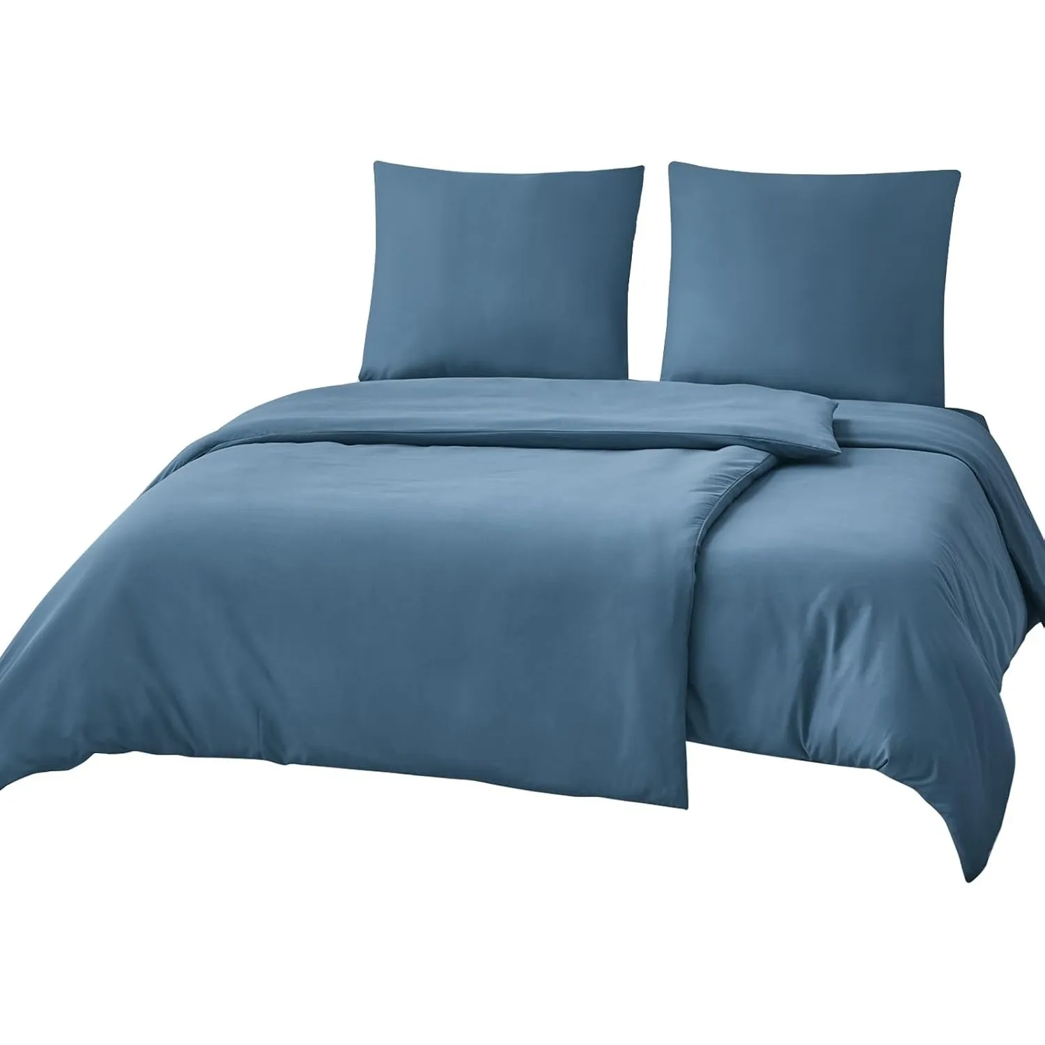 RUIKASI Bettwäsche 135x200 Blau 4teilig - Denim Blau Mikrofaser Bettwäsche-Sets Oeko-TEX, 2 Bettbezüge 135x200cm + 2 Ki…