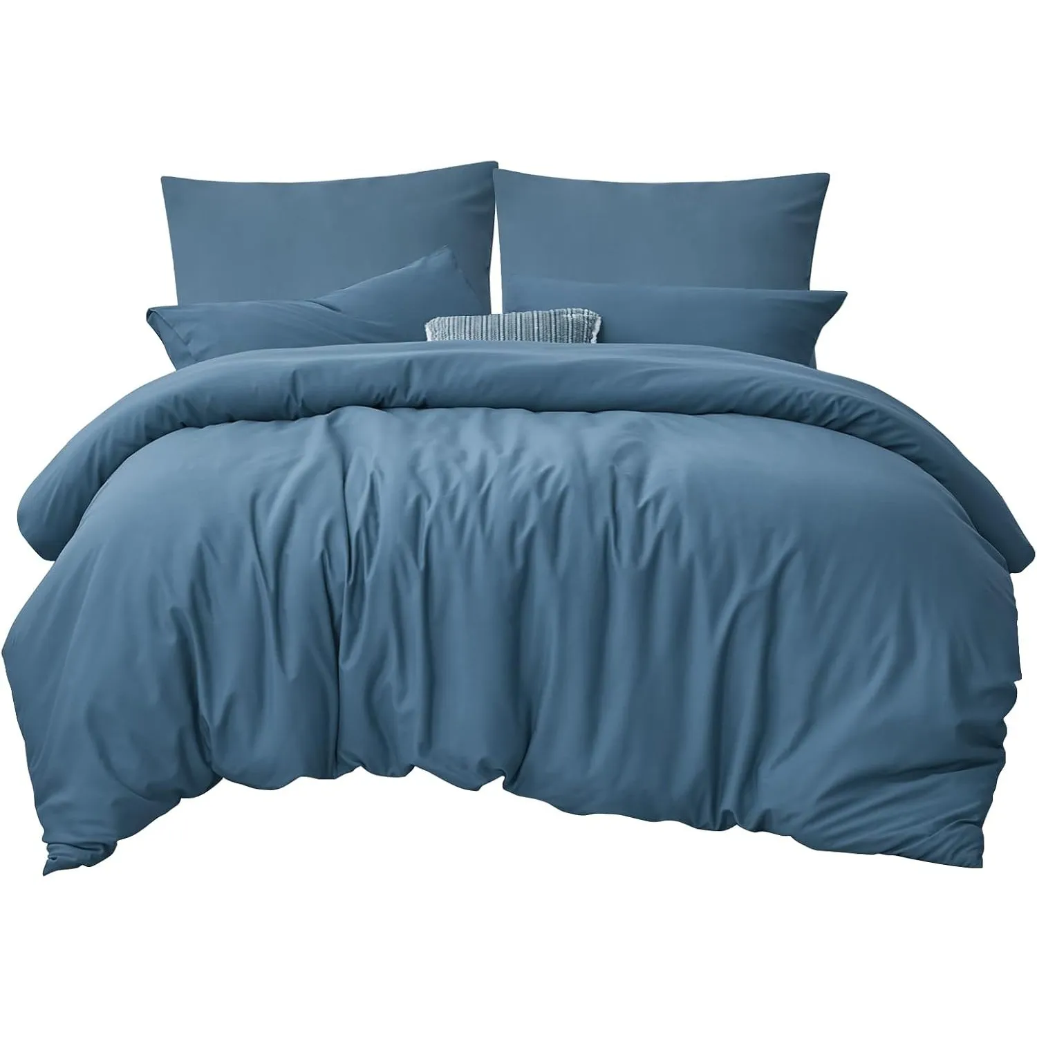 RUIKASI Bettwäsche 200x200 Blau 3teilig - Denim Blau Mikrofaser Bettwäsche-Sets Oeko-TEX, Bettbezüge 200 x 200cm + 2 Ki…