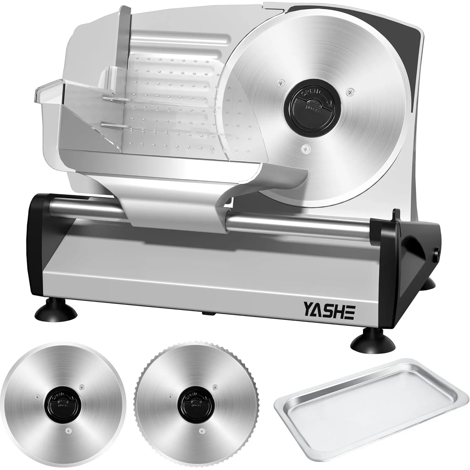 YASHE Elektrische Allesschneider Mit Leisem DC-Motor, 200W Brotschneidemaschine, Duale 19CM Edelstahlklingen, 0-15mm Ei…