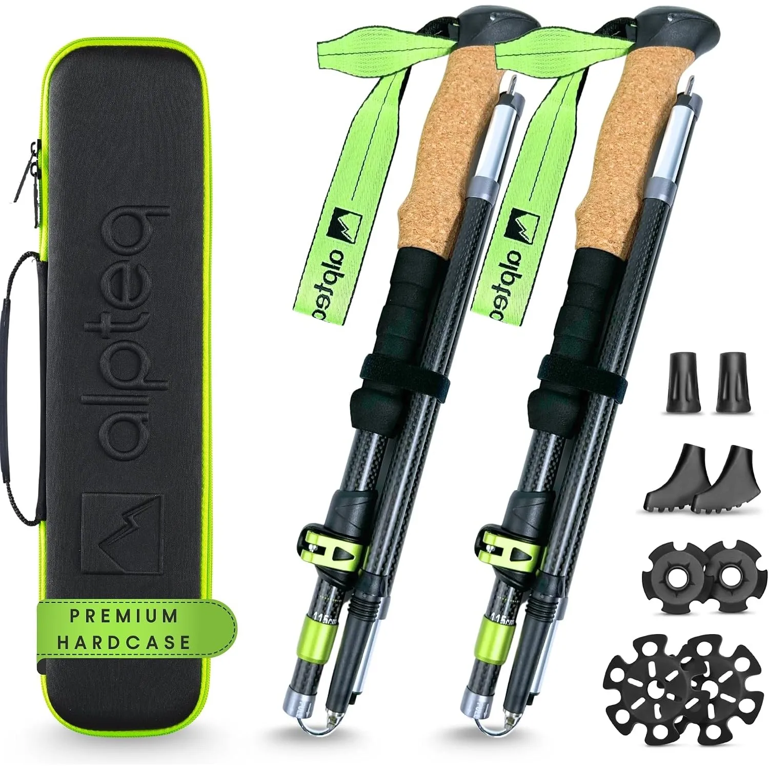 Wanderstöcke faltbar Carbon oder Aluminium mit Korkgriff | Bergsport Trekkingstöcke | Nordic Walking Stöcke Damen & Her…