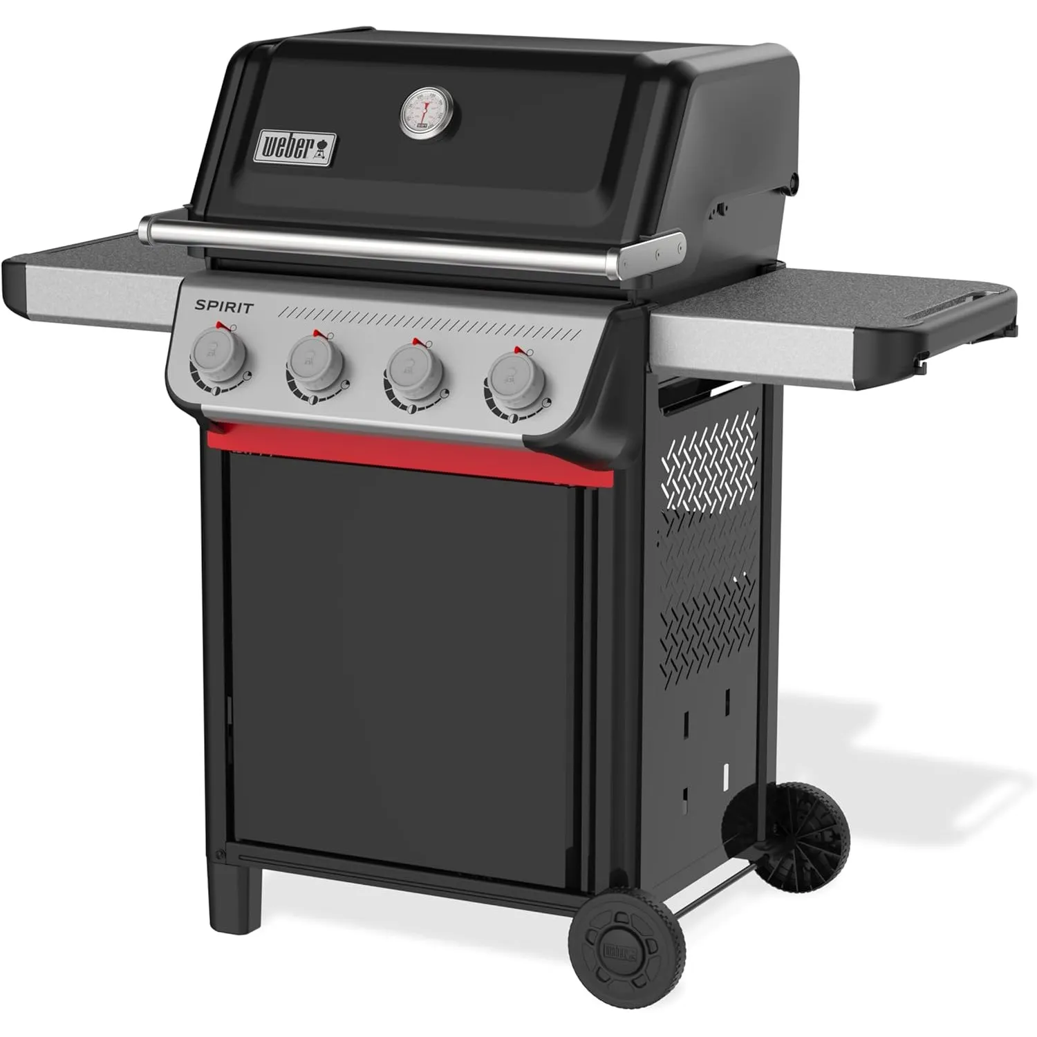 Weber Spirit E-410 Gasgrill / 4 Brenner, Snap-Jet Zündung, Robuste Räder und Warmhalterost, 51 x 46 cm Grillfläche, Kom…
