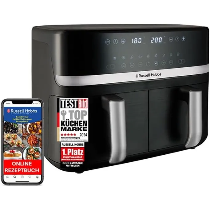 Russell Hobbs Heißluftfritteuse, Satisfry 9 L, 2 Kammern, Rapid Air Fryer