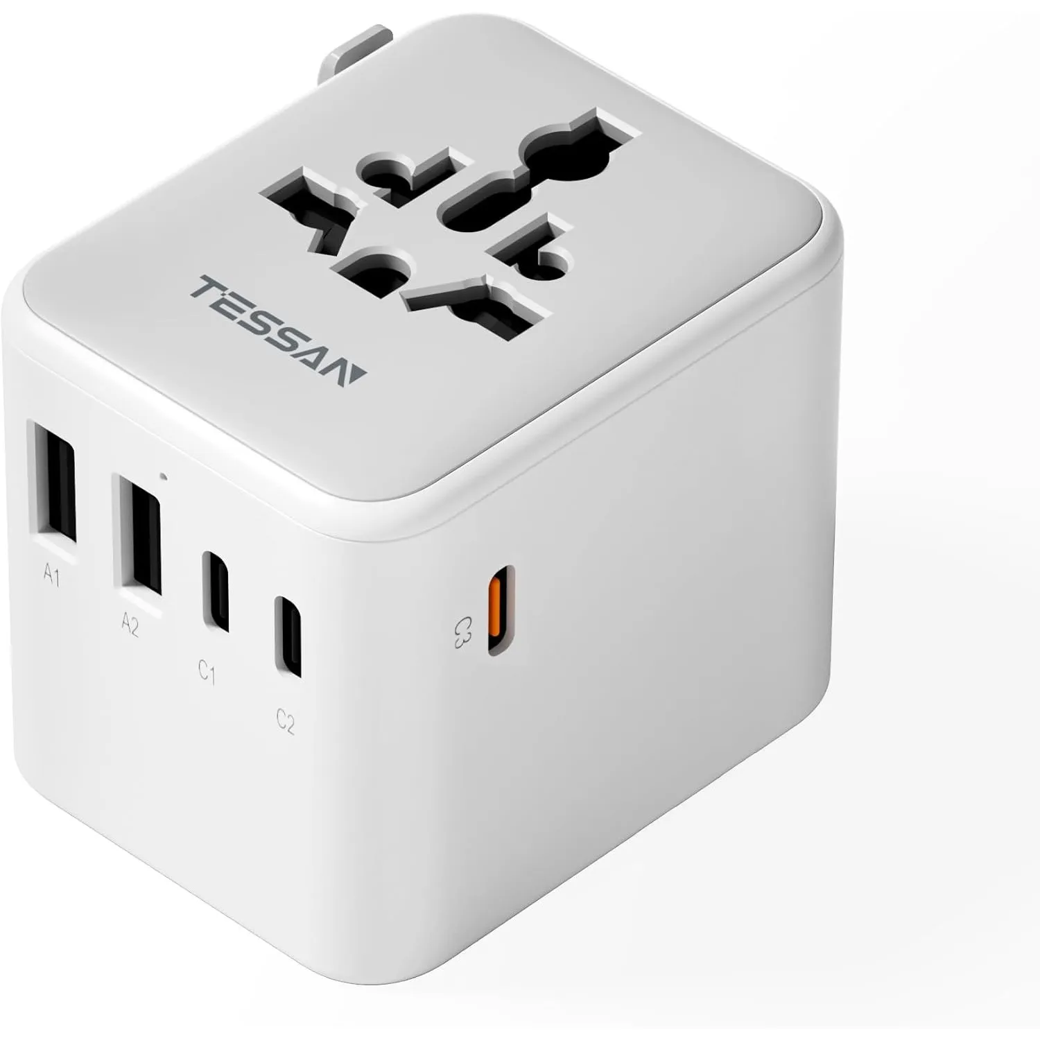 TESSAN Reiseadapter Weltweit mit USB C GaN 65W PD Schnelllandung, Reisestecker Adapter Weltweit mit 5 USB, Steckdosenad…
