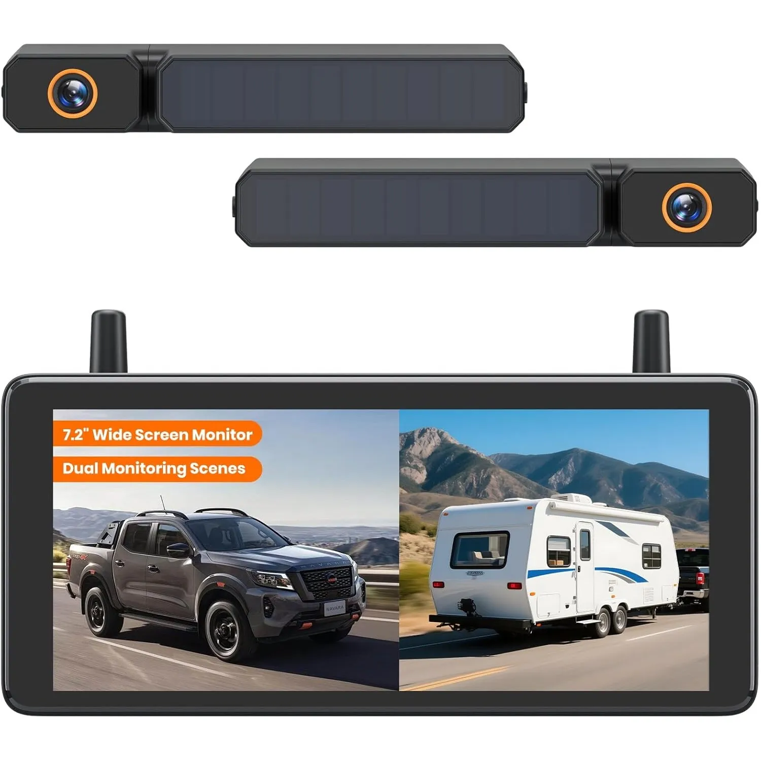 AUTO-VOX 7,2" DVR Solar Rückfahrkamera Kabellos 2Min Schnellinstallation