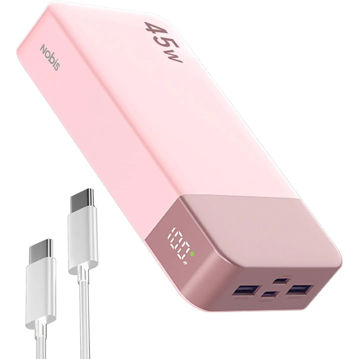 NOBIS Power Bank, Powerbank 20000mAh, 45W Externe Handyakkus Schnellladen | Externer Akku mit C zu C Kabel, Tragbares L…