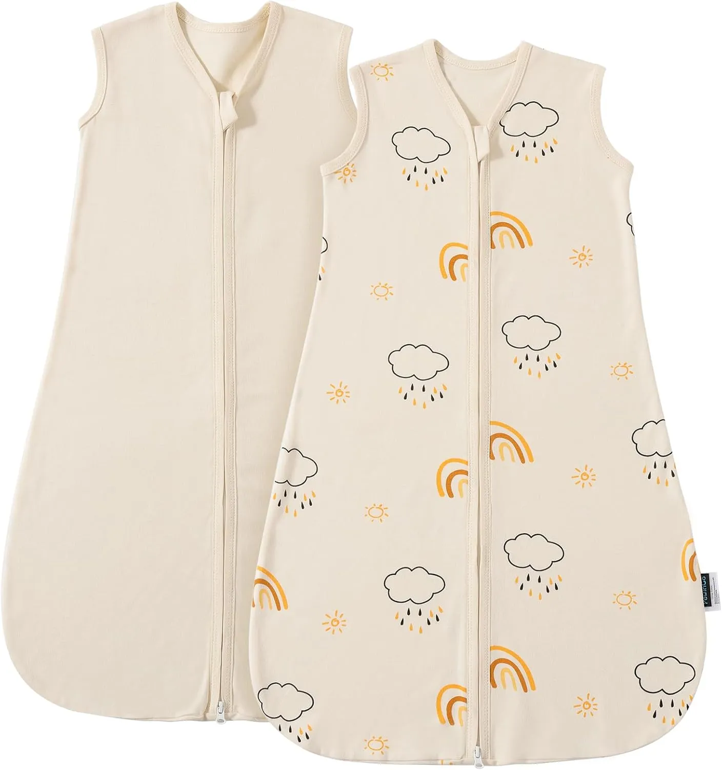 Baby Schlafsack 0.5 TOG 2PCS aus 100%-Baumwolle für Neugeborene 0-6 Monate, Doppelreißverschluss, Weich & Atmungsaktiv,…