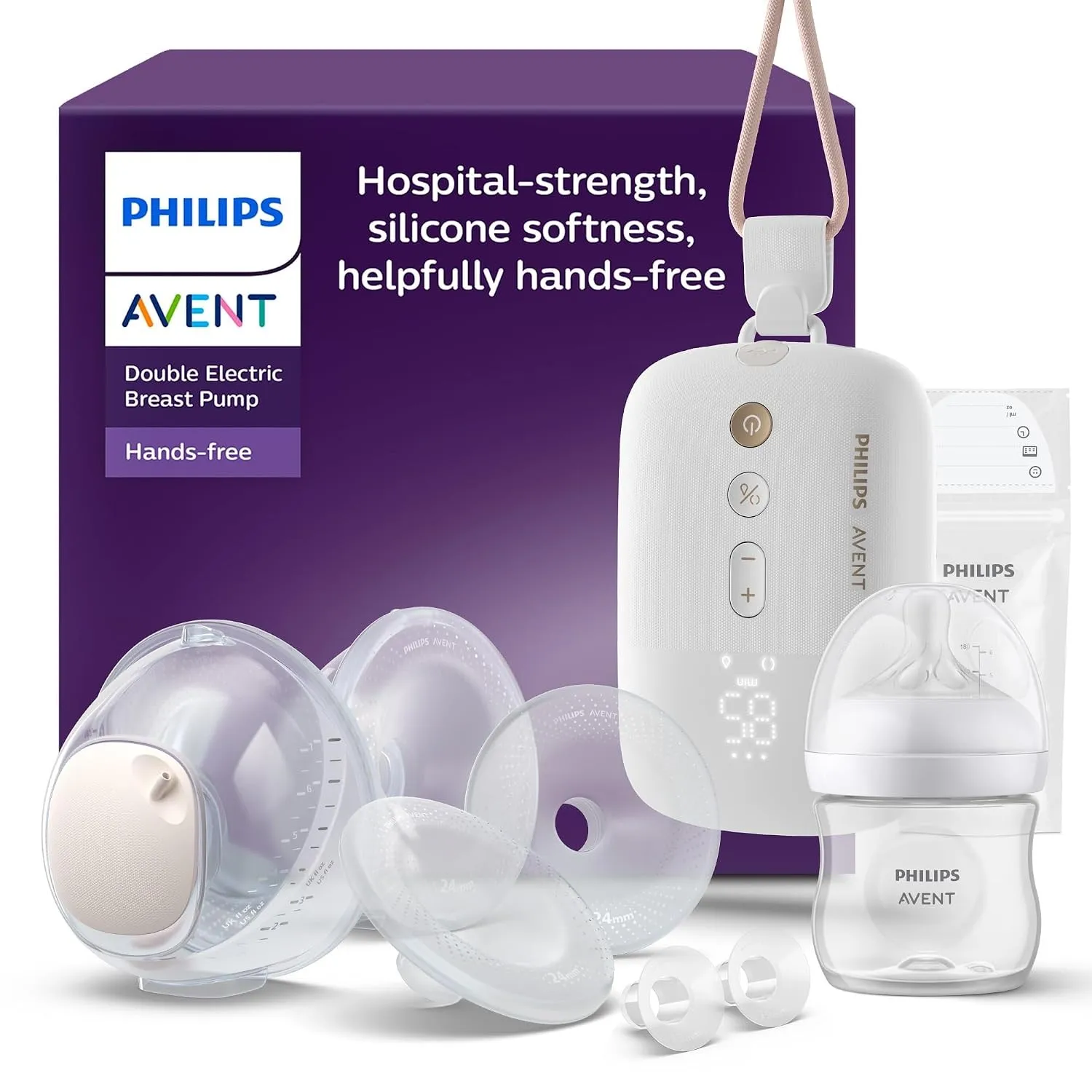 Philips AVENT Hands-free elektronische Doppelmilchpumpe, Motor in Krankenhausqualität, spiegelt den Trinkrhythmus des B…