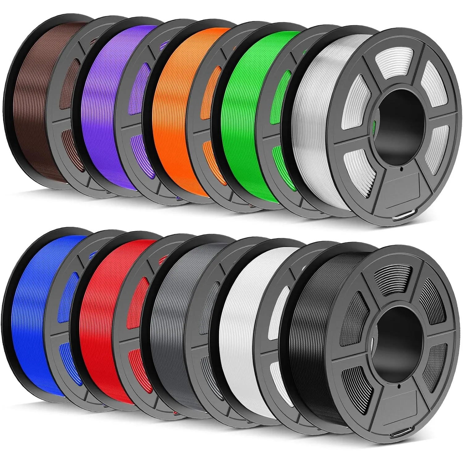 TECBEARS PETG Filament 1.75 mm Bündel Multicolor 10KG, 1.75mm PETG 3D Filament, 1kg/Spule,10 Packung (Schwarz, Weiß, Tr…