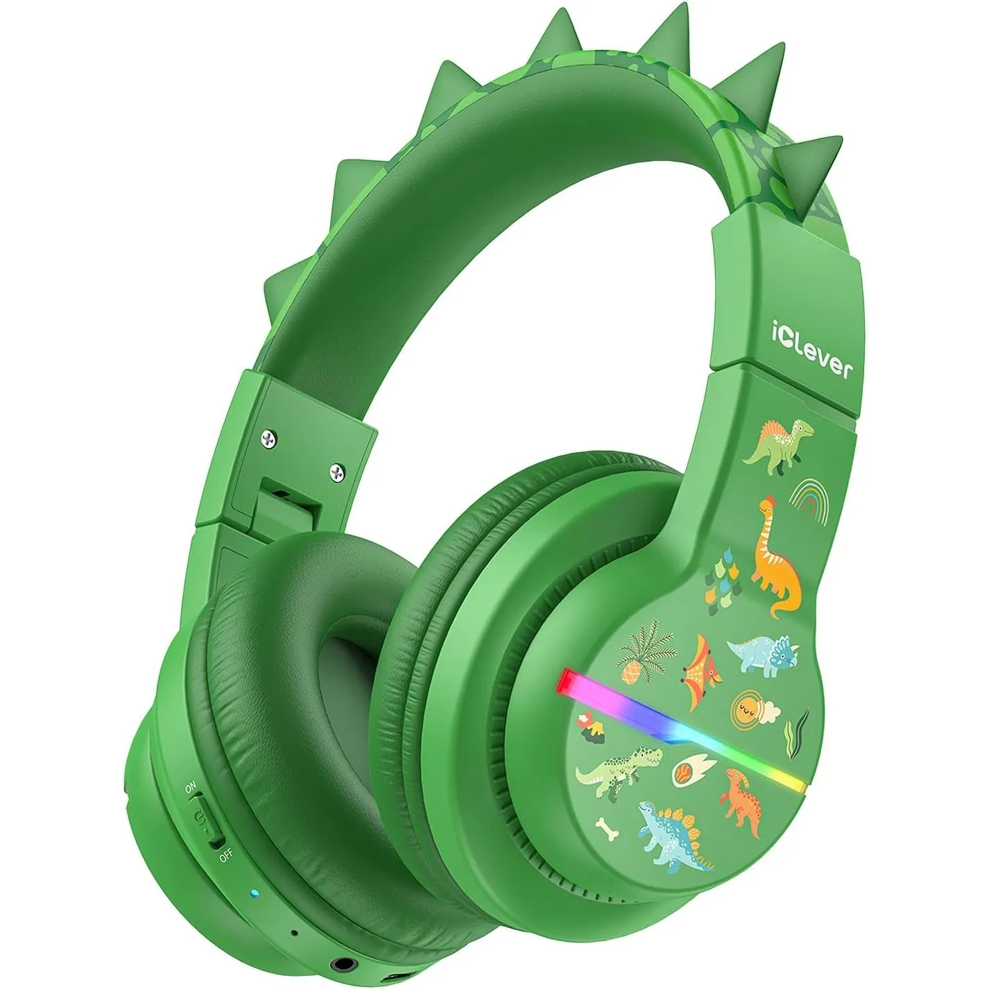 iClever Bluetooth Kinder Kopfhörer, Farbige LED-Leuchten, Kinderkopfhörer Over-Ear mit 74/85dBA Lautstärkebegrenzung, 8…
