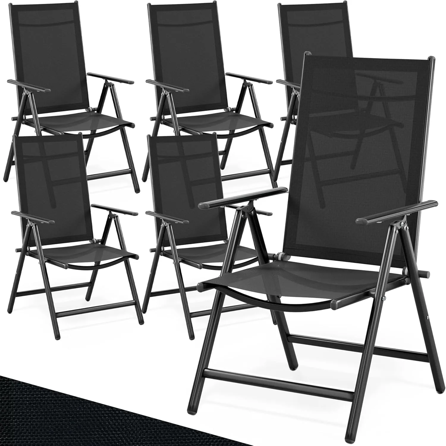 Casaria® Garden Chairs Set of 6 High-Backed Chairs Foldable 8-Way Adjustable Camping Chair Aluminium Weatherproof Foldi…
