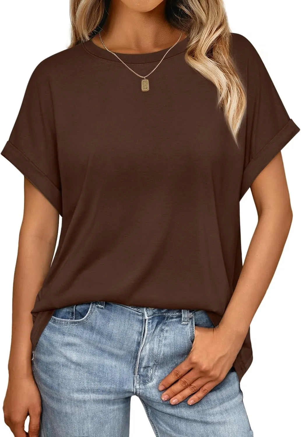 Cuptacc Tshirt Damen Rundhalsausschnitt Kurzarm Oversize T Shirt Sommer Casual Flügelärmel Top Damen Locker