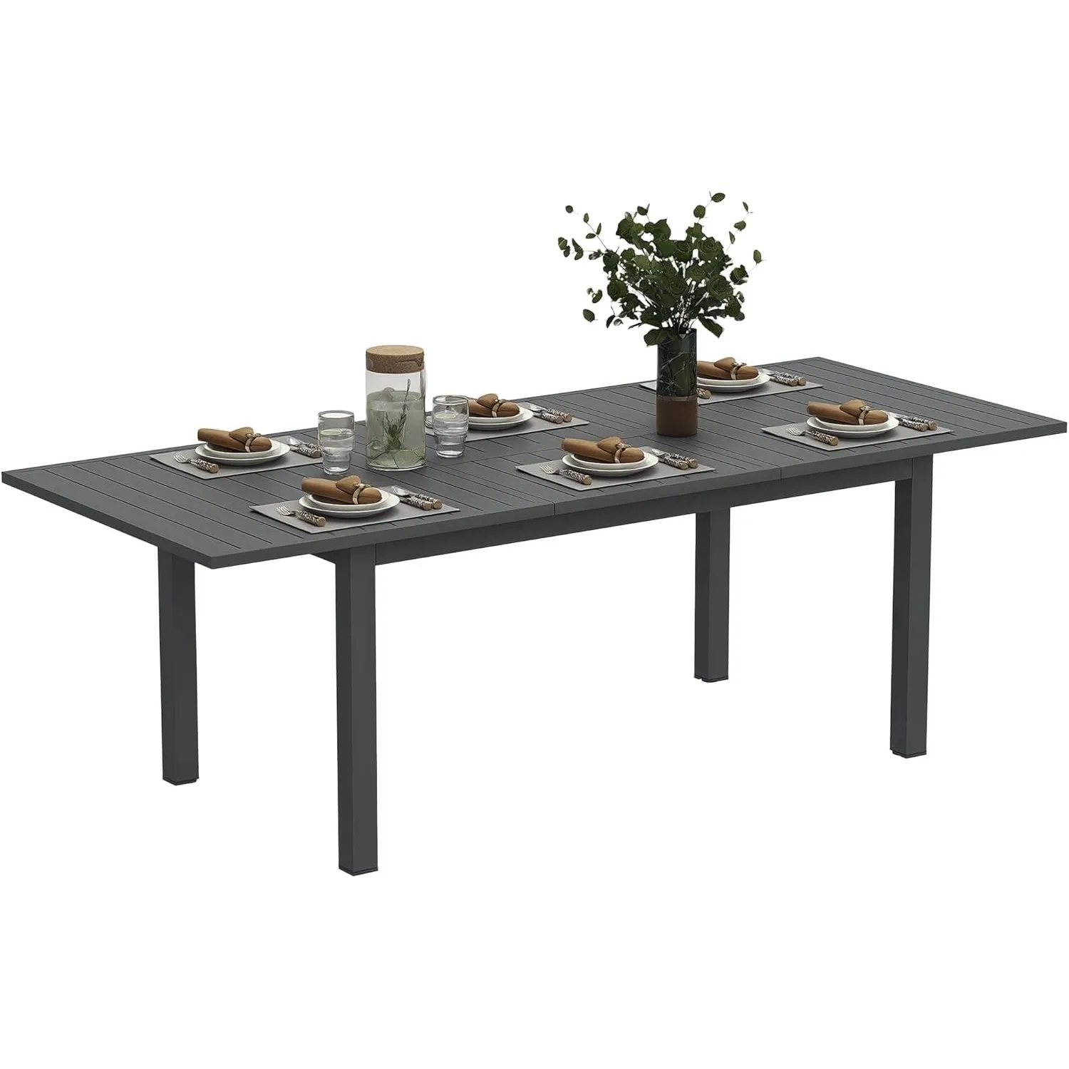 Outsunny Gartentisch Ausziehbar Aluminium Balkontisch 160/220x90 cm Grau | Wetterfest, Buffettisch für 6-8 Personen, Ou…
