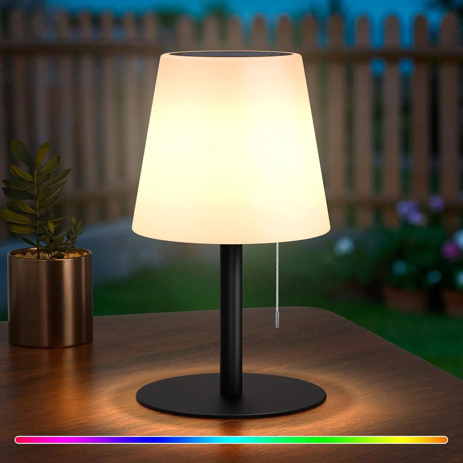 uuffoo Solar Tischlampe Outdoor Solarlampen für außen, IP44 Wasserdicht | RGB Farben | 7-20h Akku 2-in-1 Aufladung Kabe…