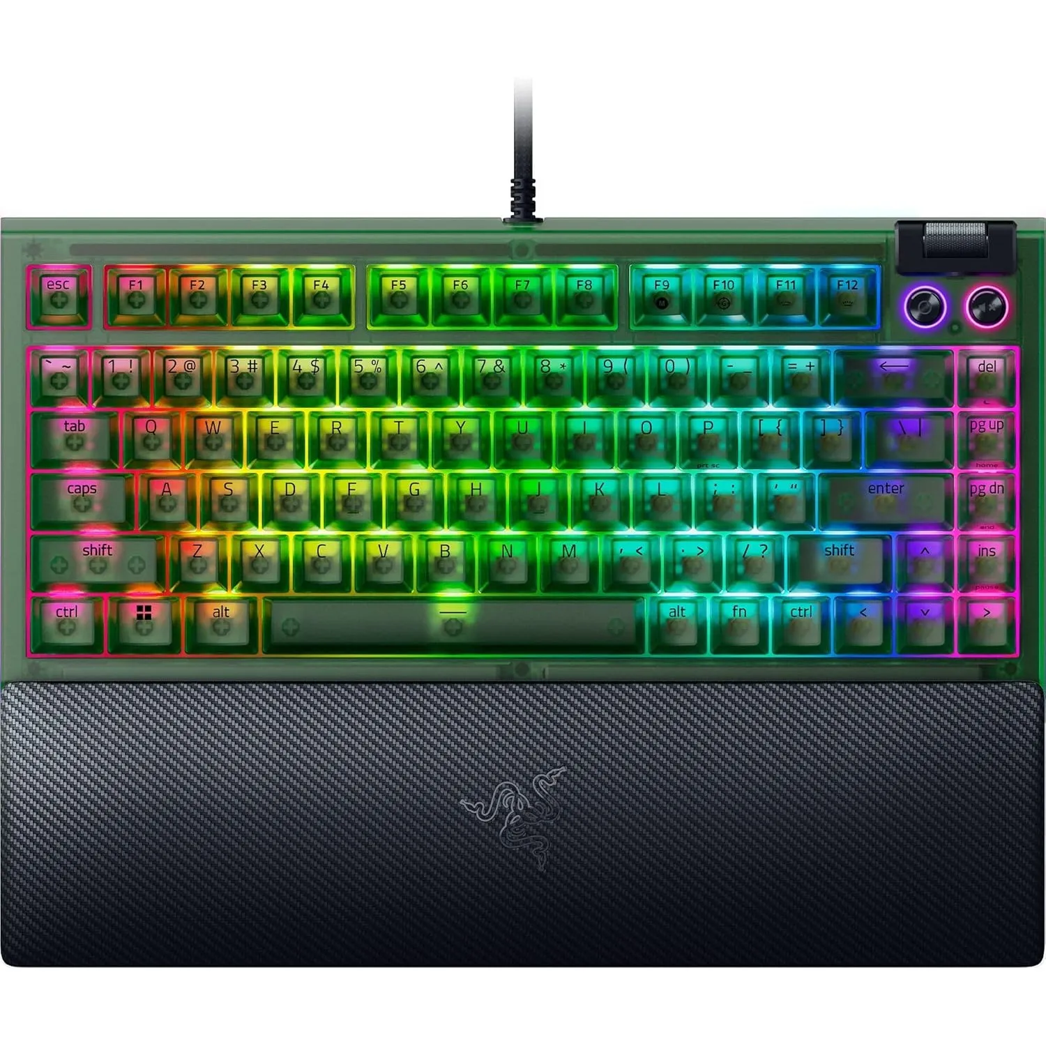 Razer BlackWidow V4 75% Phantom Green Edition - Hot-swap-fähige mechanische Gaming-Tastatur (Orange Tactile Switches, M…