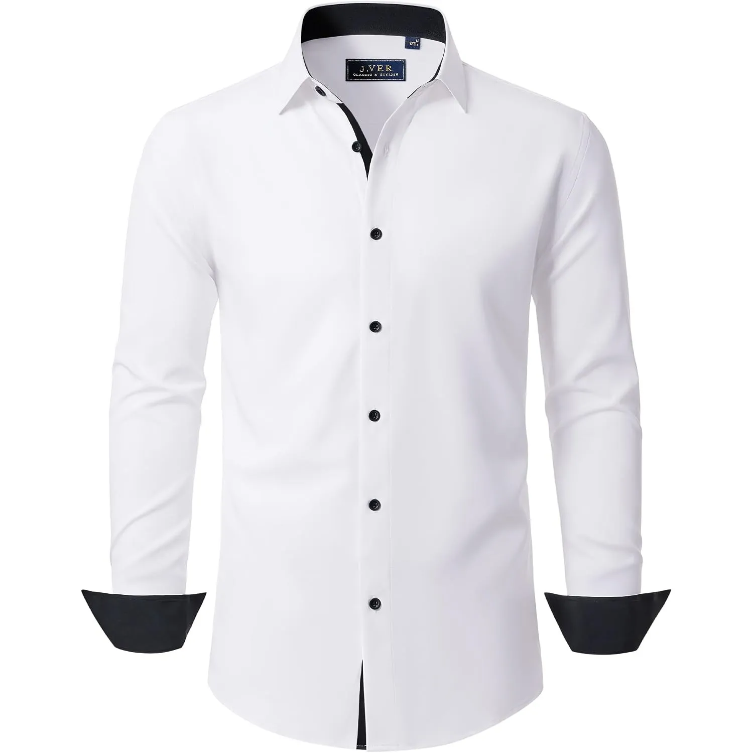 J.VER Hemd Herren Langarm Stretch Herrenhemden Regular Fit Businesshemd Männer Hochzeit Hemden Klassisch Mordern Bügell…