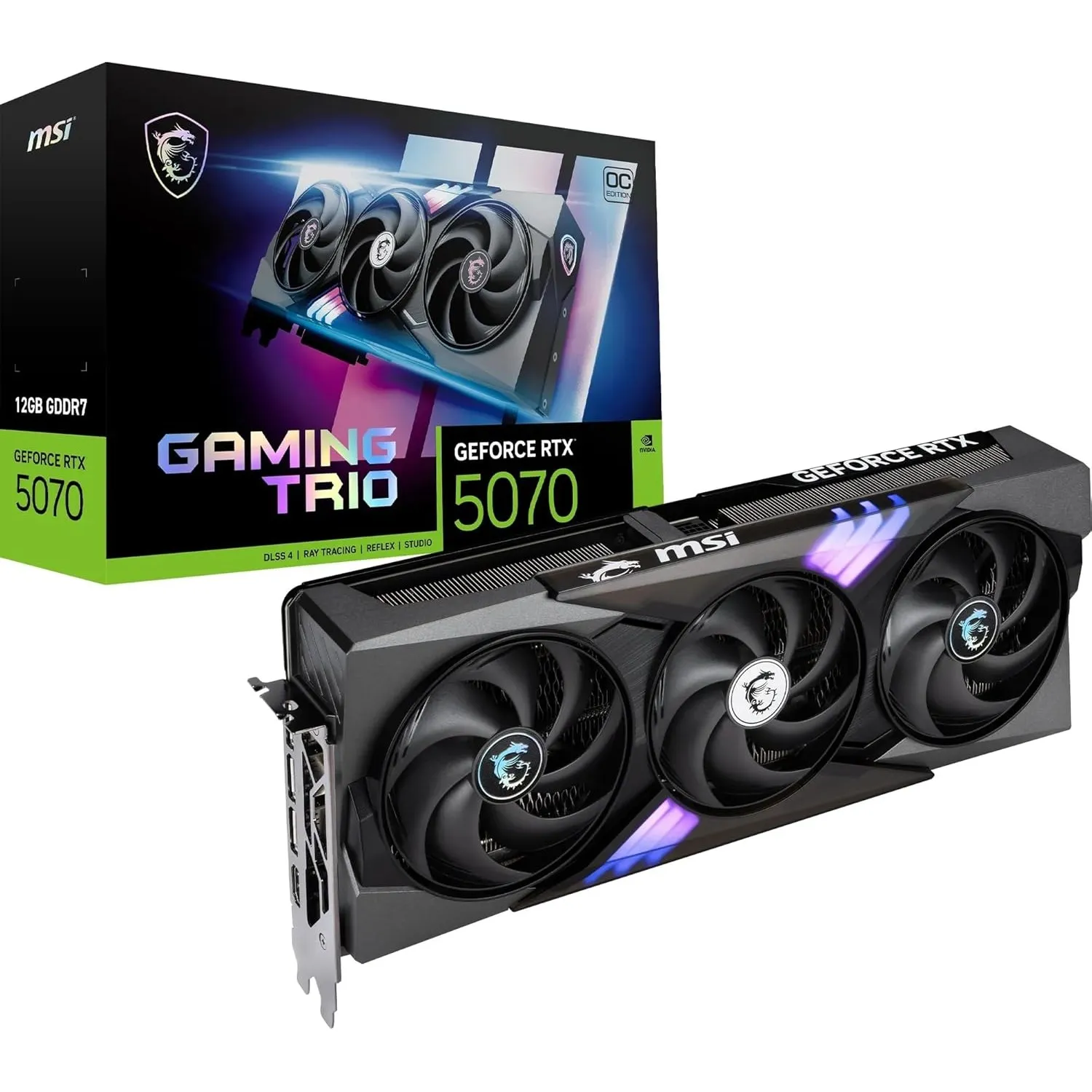 MSI GeForce RTX 5070 12G Gaming Trio OC - 12GB GDDR7 (28Gbps/192-bit), PCIe 5, Boost: 2610 MHz, HDMI 2.1b, DisplayPort …