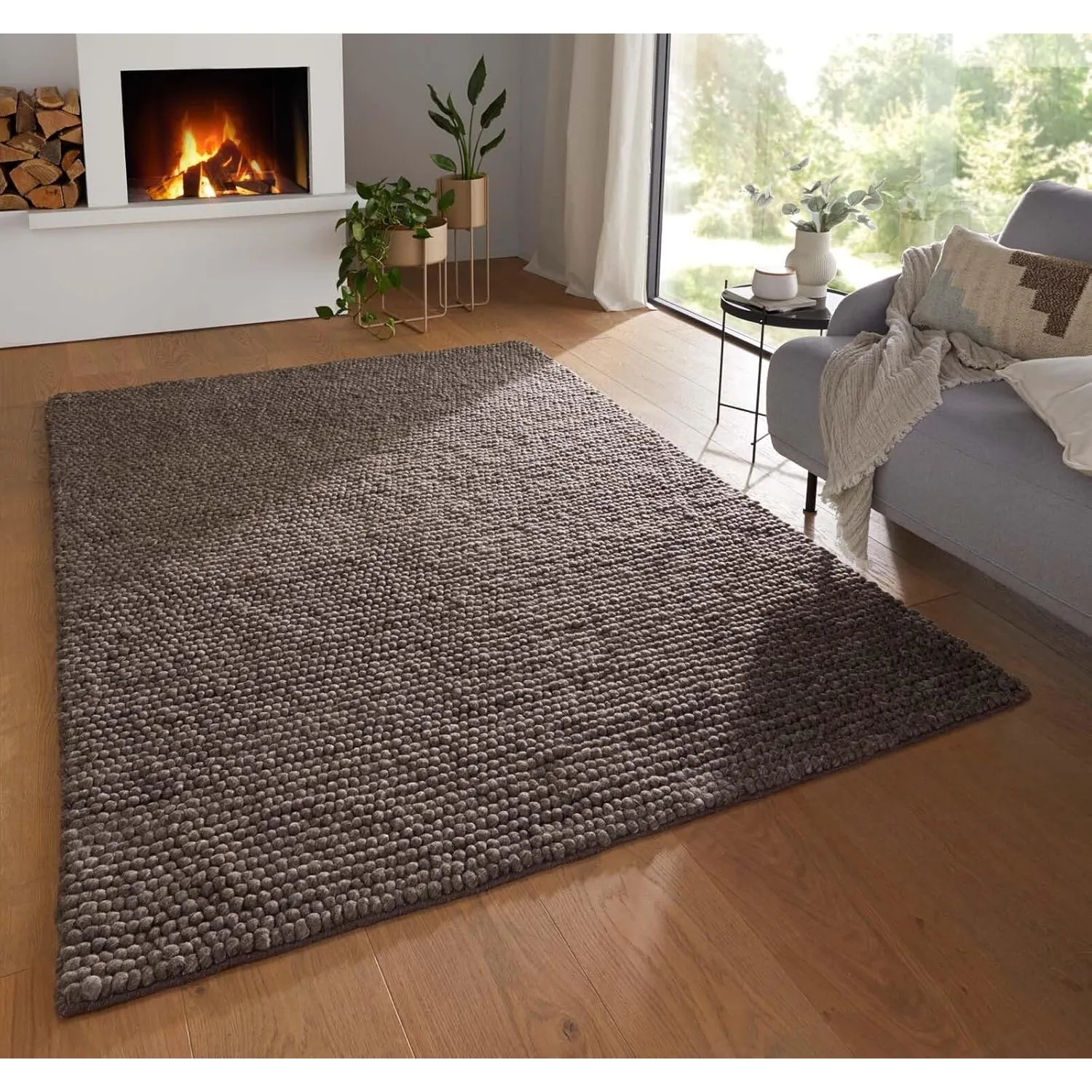 Taracarpet Moderner Landhaus Wollteppich gewalkt Bubble fürs Wohnzimmer, Schlafzimmer und Esszimmer Teppich aus Schurwo…