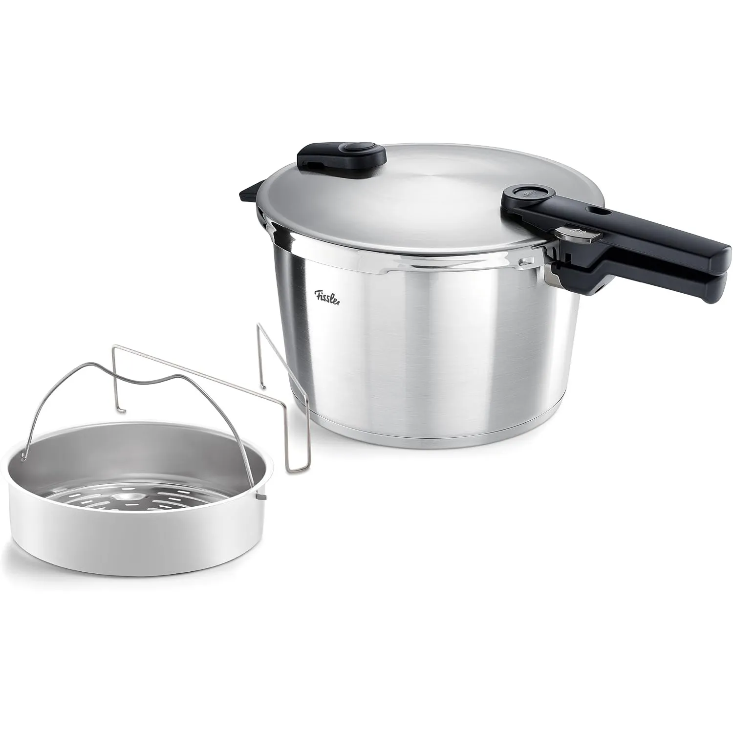 Fissler Vitaquick Premium/großer Schnellkochtopf (8 L, Ø 26 cm) m. Einsatz, Edelstahl-Dampfkochtopf, 2-Garstufen, Made …