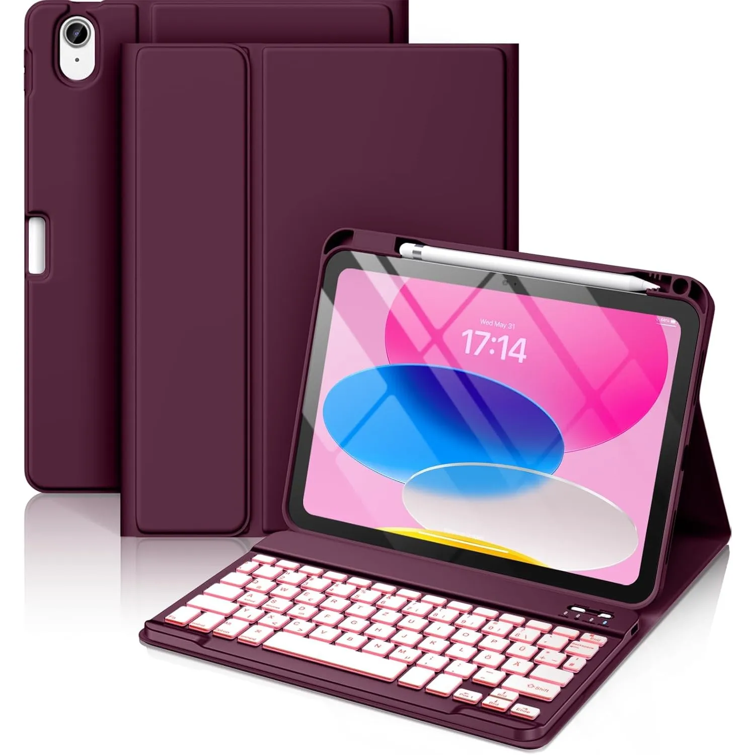 Vobafe Hülle mit Tastatur für iPad A16 11 10 Generation 2025/2022 11/10.9"
