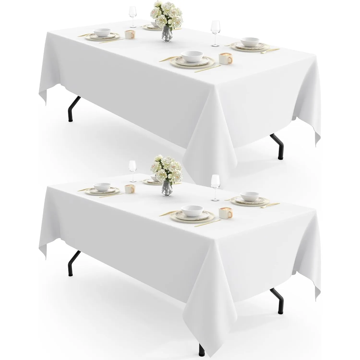 Pureegg Polyester Tischdecke 140x240cm Weiß 2er-Pack Abwaschbar