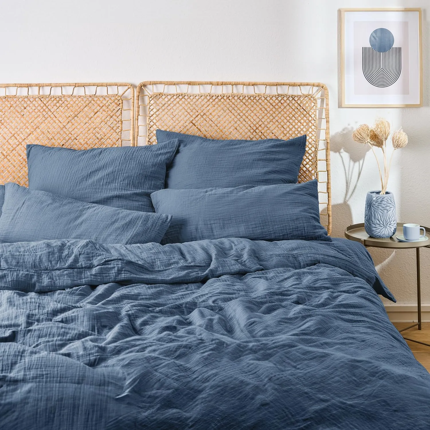 Blumtal Muslin Bed Linen 155 x 220 cm + 80 x 80 cm Oeko-Tex Certified Muslin Bed Linen Made of 100% Cotton Extra Soft B…