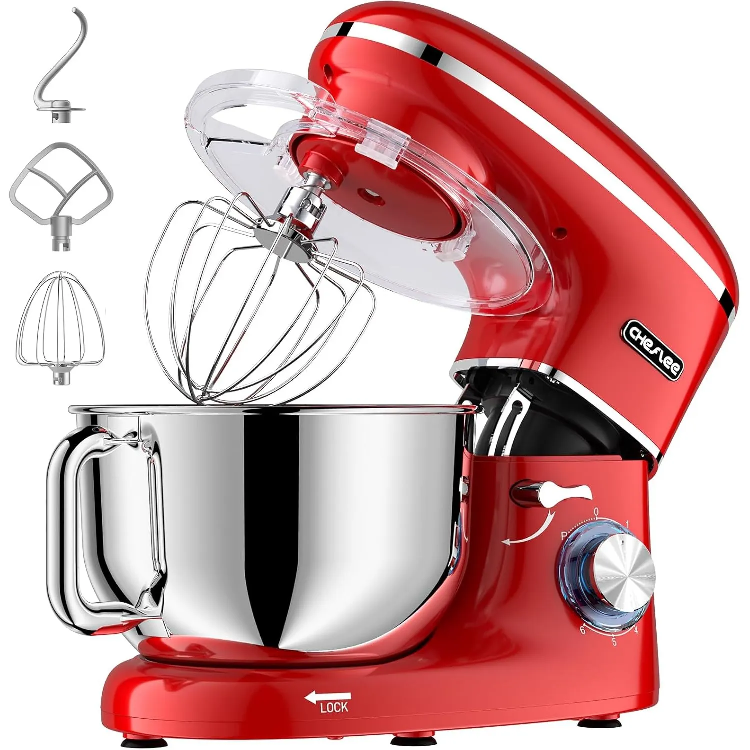 CHeflee Küchenmaschine Teigmaschine 2000W Knetmaschine,Mit 6.2L EdelstahlschüSsel,6 Geschwindigkeit Reduzierte GeräUsch…