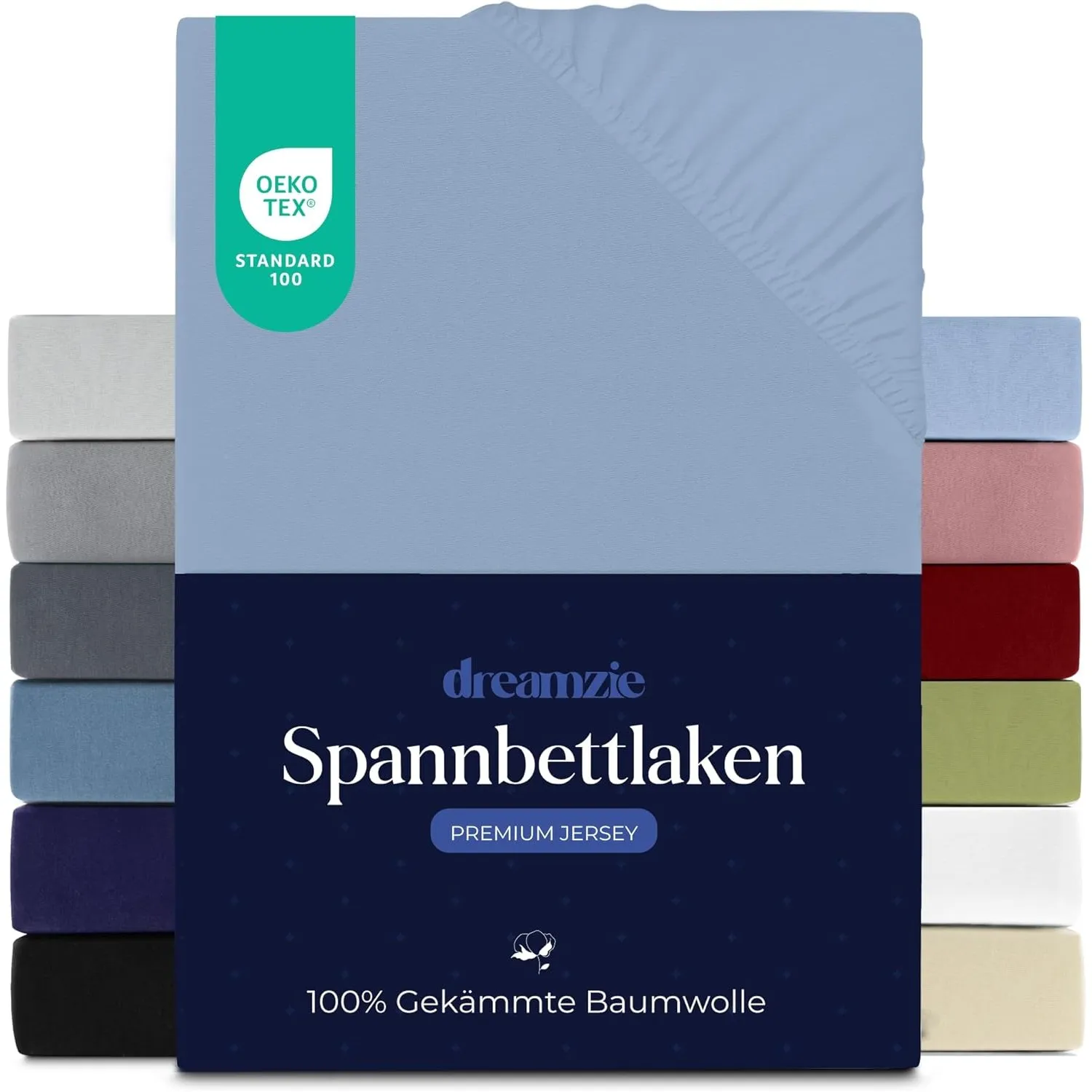 Dreamzie Premium Spannbettlaken 80x200 cm, Bettlaken 100% Jersey Baumwolle, Spannbetttuch für Dicke Matratzen bis zu 12…