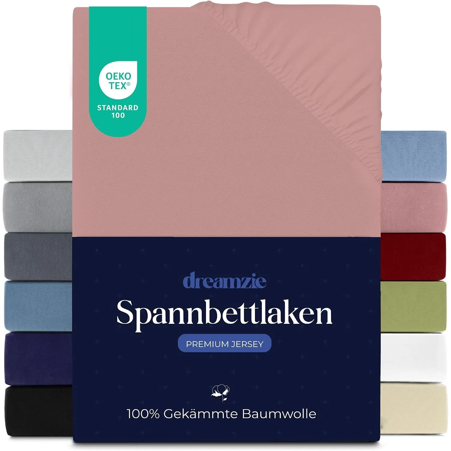 Dreamzie Premium Spannbettlaken 120x200 cm, Bettlaken 100% Jersey Baumwolle, Spannbetttuch für Dicke Matratzen bis zu 2…