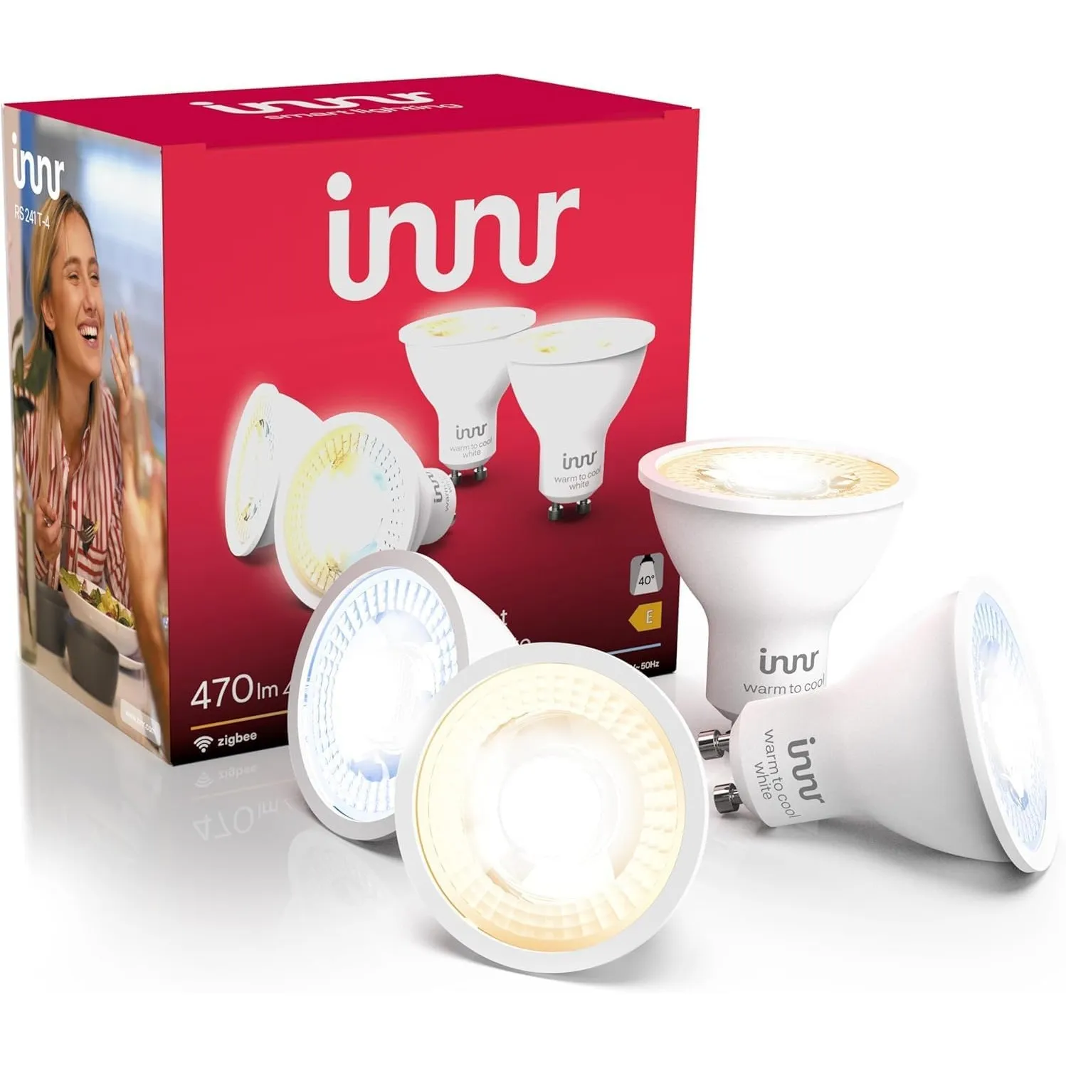 innr Smart GU10 LED Spot, Warmweiß bis Kaltweiß, für Hue* und Zigbee Hubs
