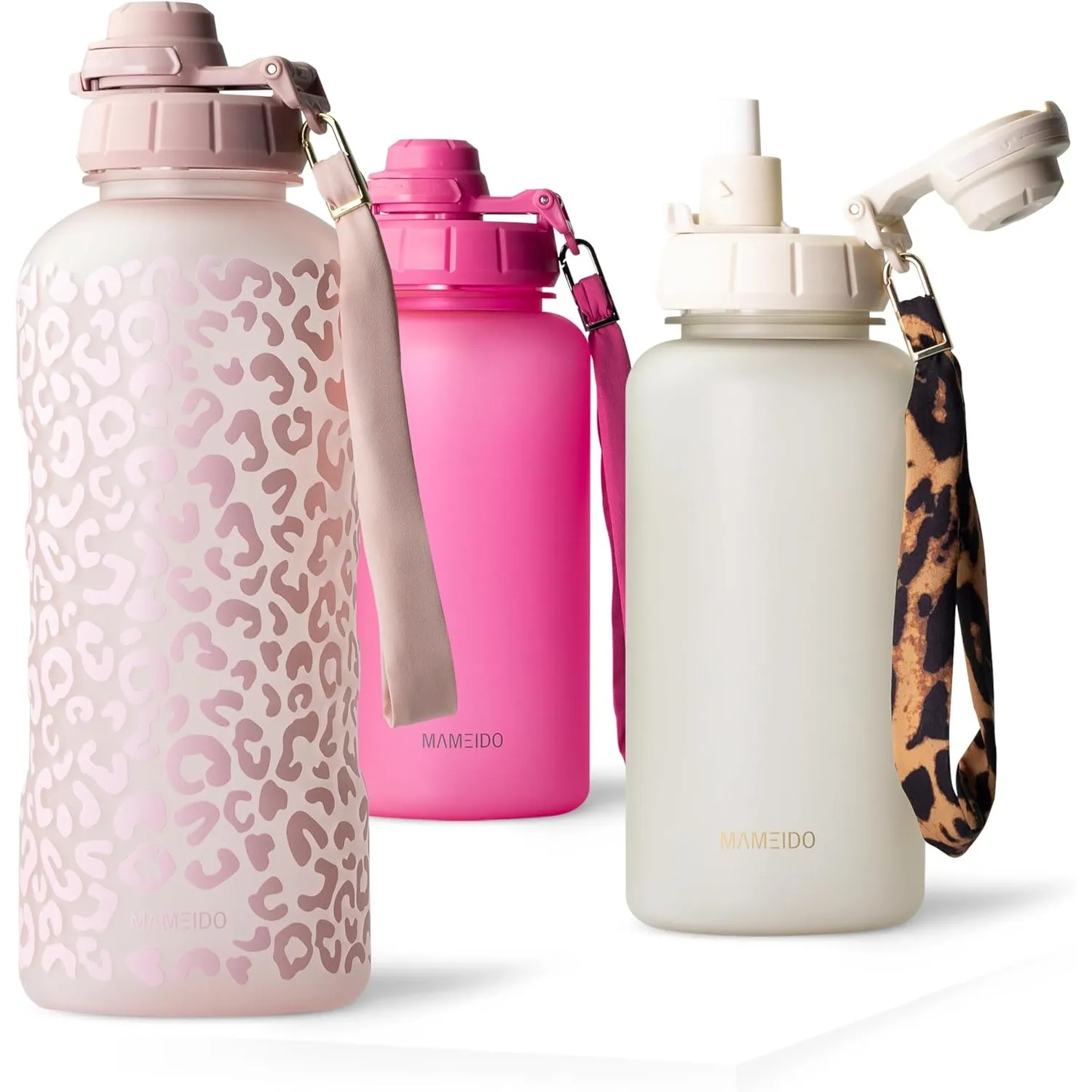 MAMEIDO Trinkflasche mit Strohhalm 2 l (Wild Candy) | auslaufsicher, BPA-frei mit 2-in-1-Sportdeckel, Strohhalm & Trage…