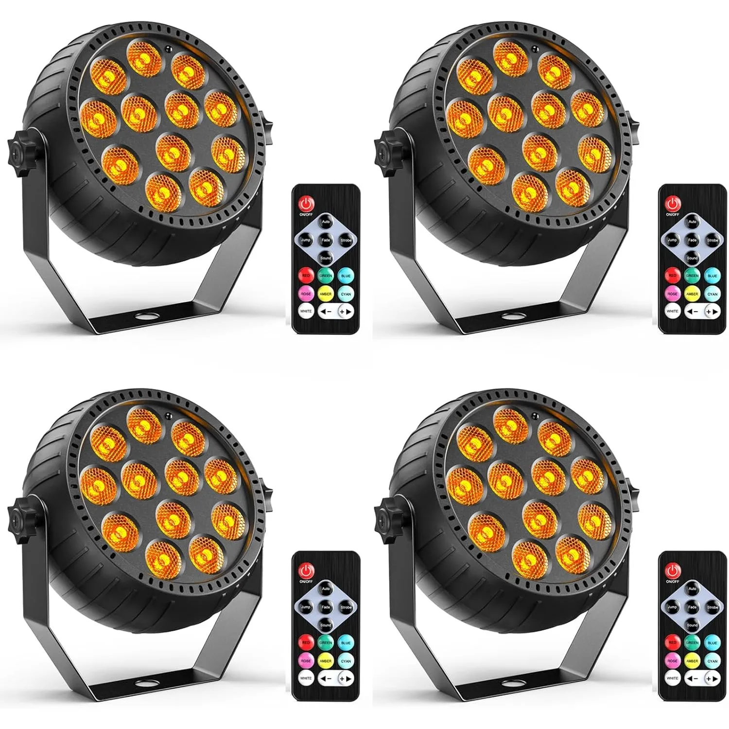 4PCS RGB Mini 12 LED Par Akku Strahler, 2200mAh Wiederaufladbares Bühnenlicht Outdoor mit Fernbedienung, 4-6h Laufzeit …
