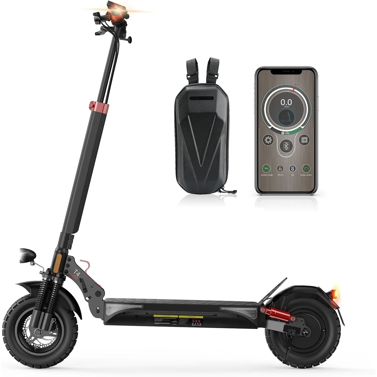 E Scooter mit 10 Zoll Offroad Luftreifen, 4 Komfortable Stoßdämpfungssystem, Elektroroller mit Straßenzulassung Akku 12…