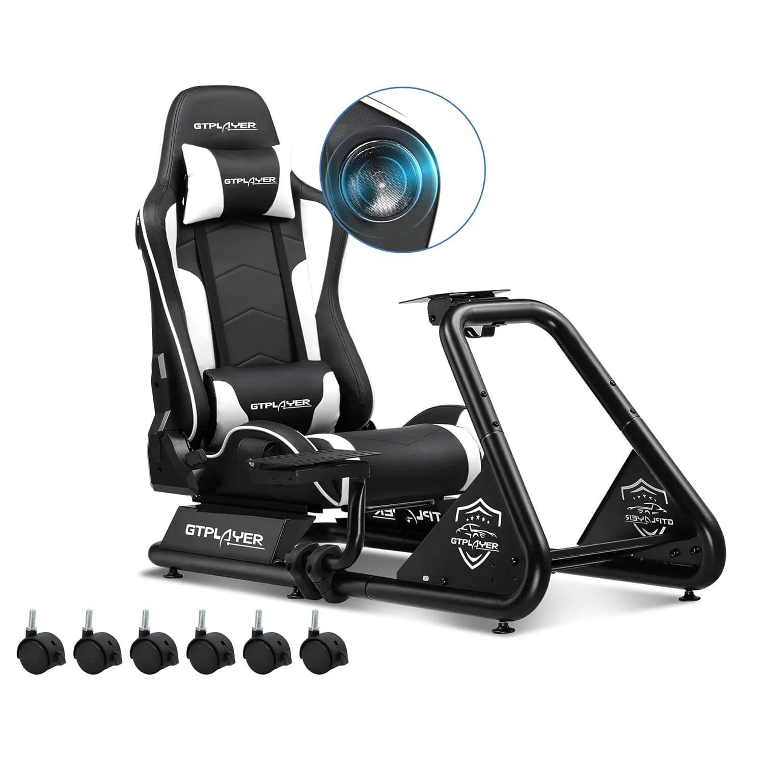 GTPLAYER Simulator Cockpit, SIM Racing Cockpit, rennsimulator lenkradständer mit Lautsprechern, Lenkrad und Pedalablage