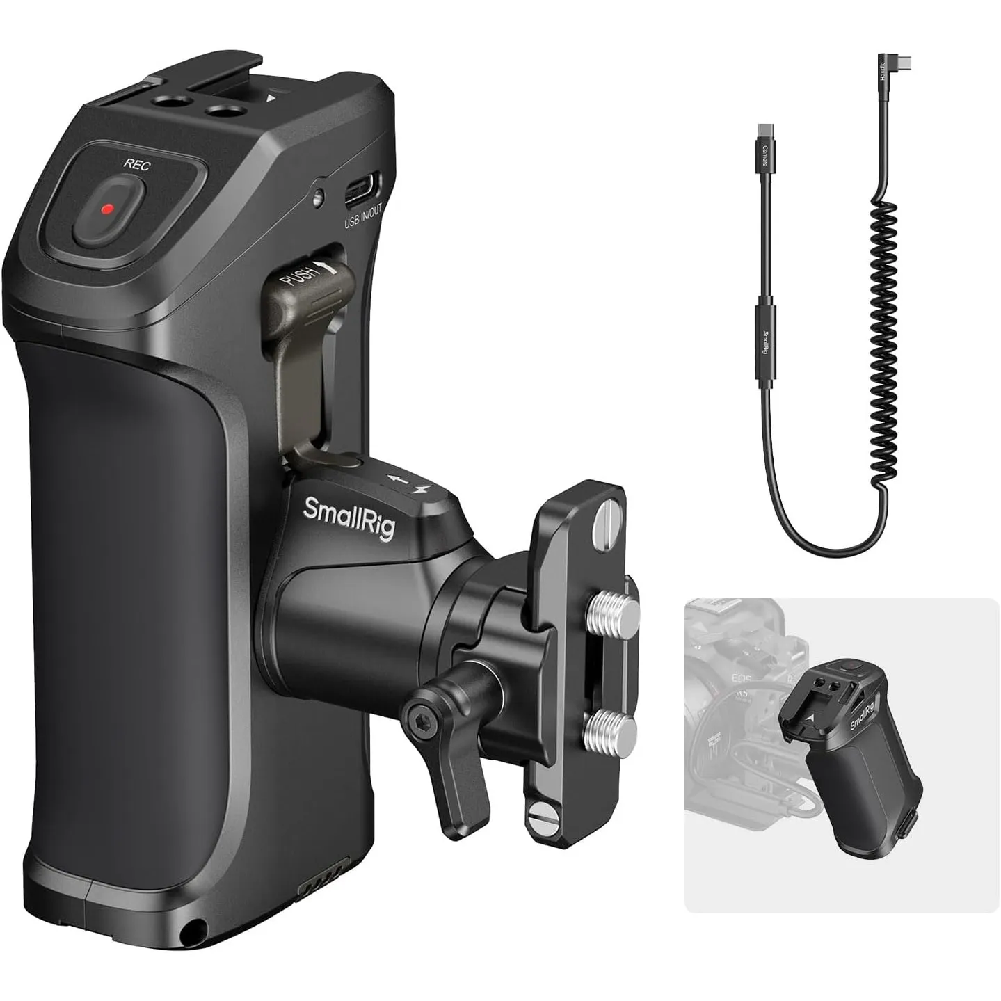 SMALLRIG Drehbarer Seitengriff mit Trigger Rec für ausgewählte Canon-Kameras, für ausgewählte Blackmagic Design-Kameras…