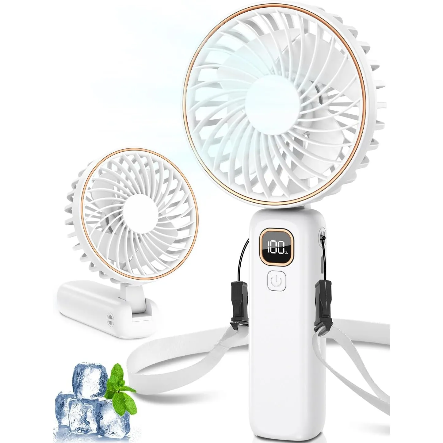 Handventilator, Mini Ventilator Tragbarer mit LCD Display & 6 Stufen,Leiser USB Ventilator mit 4000mAh Akku,24+ Stunden…