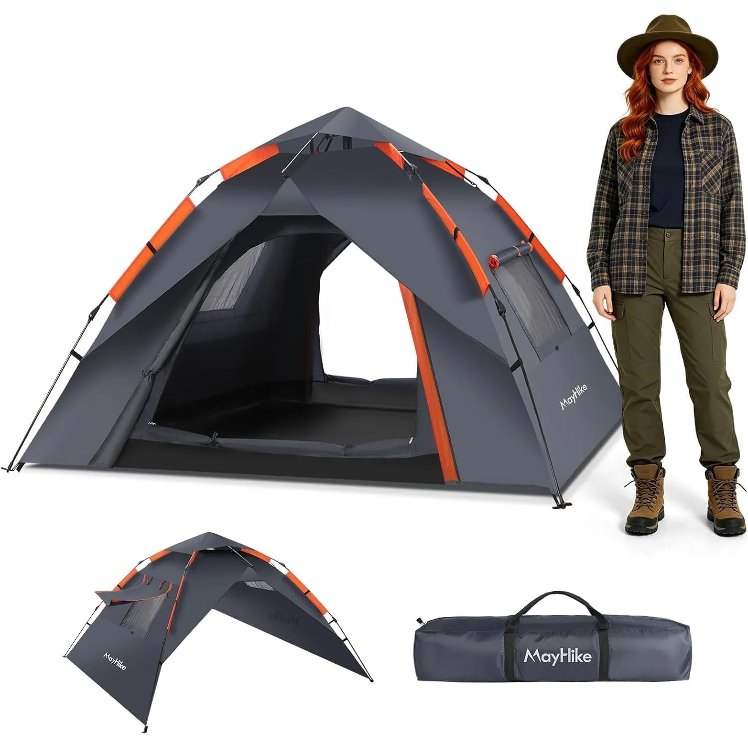 Camping Zelt 2 Personen Wurfzelt – Automatik Pop Up Zelt wasserdicht 3000mm mit 2 Türen und 2 Fenster, atmungsaktiv & l…