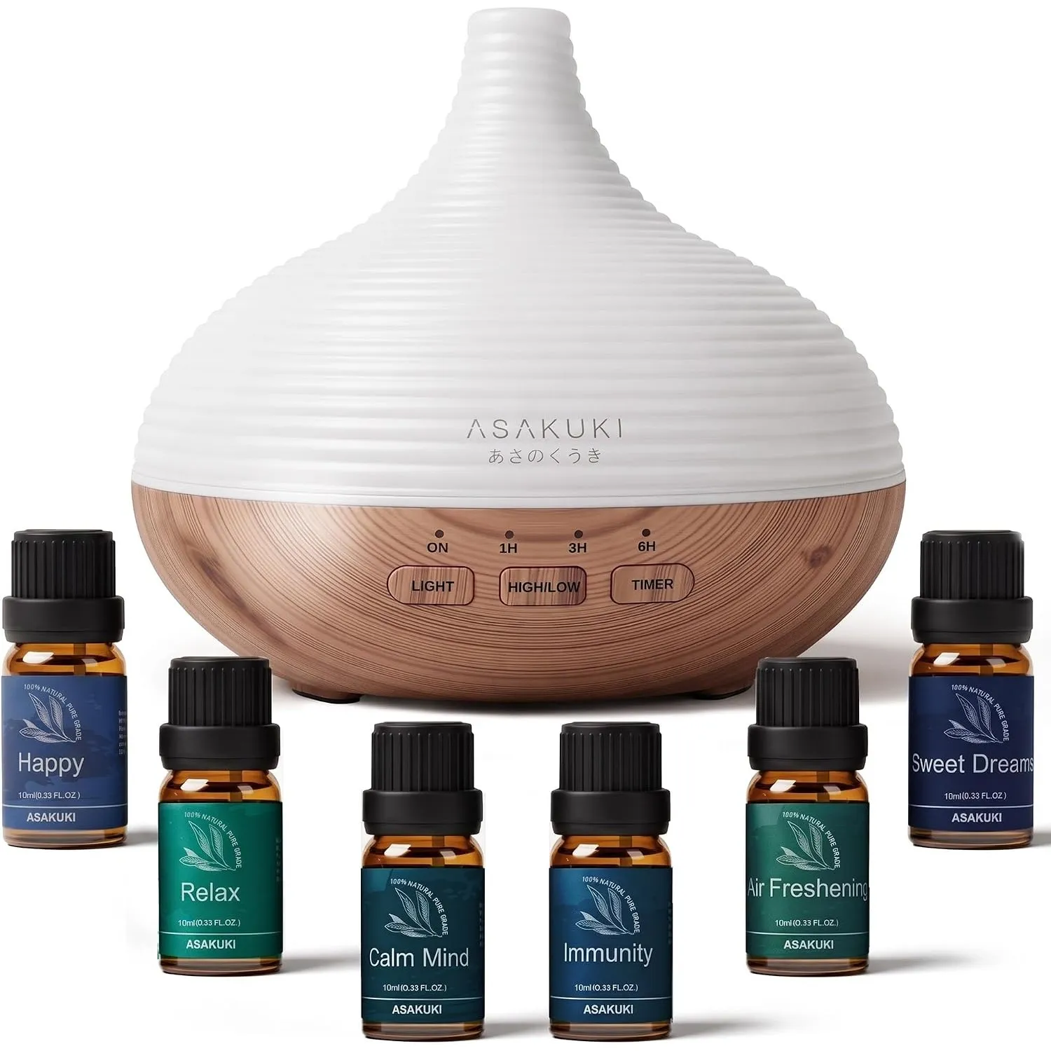ASAKUKI Aroma Diffuser mit 6 * 10ml Ätherische Öle Set