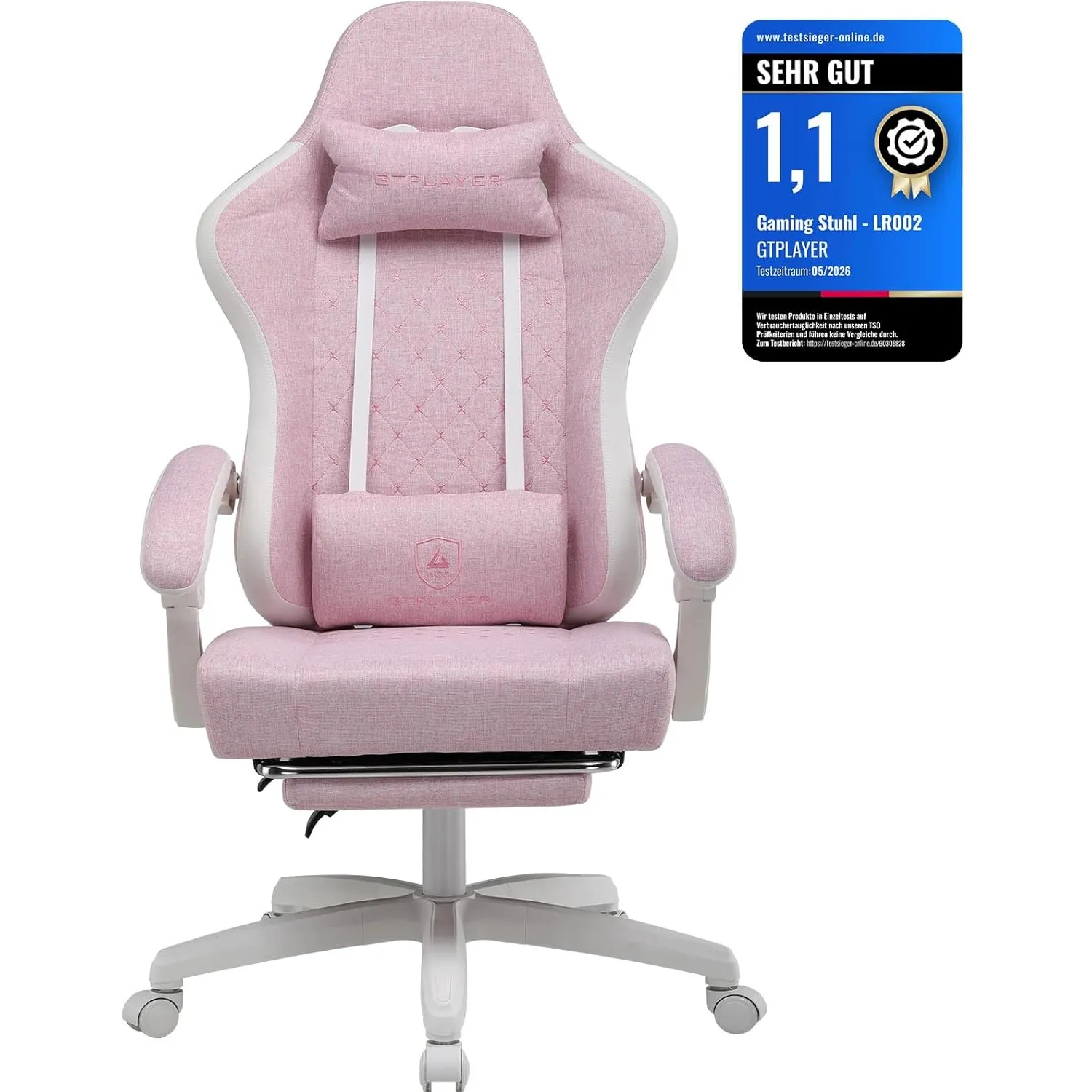 GTPLAYER Gaming Stuhl Ergonomischer Gaming Sessel Schreibtischstuhl mit Stoffoberfläche, Federsitzkissen, Verbindungsar…