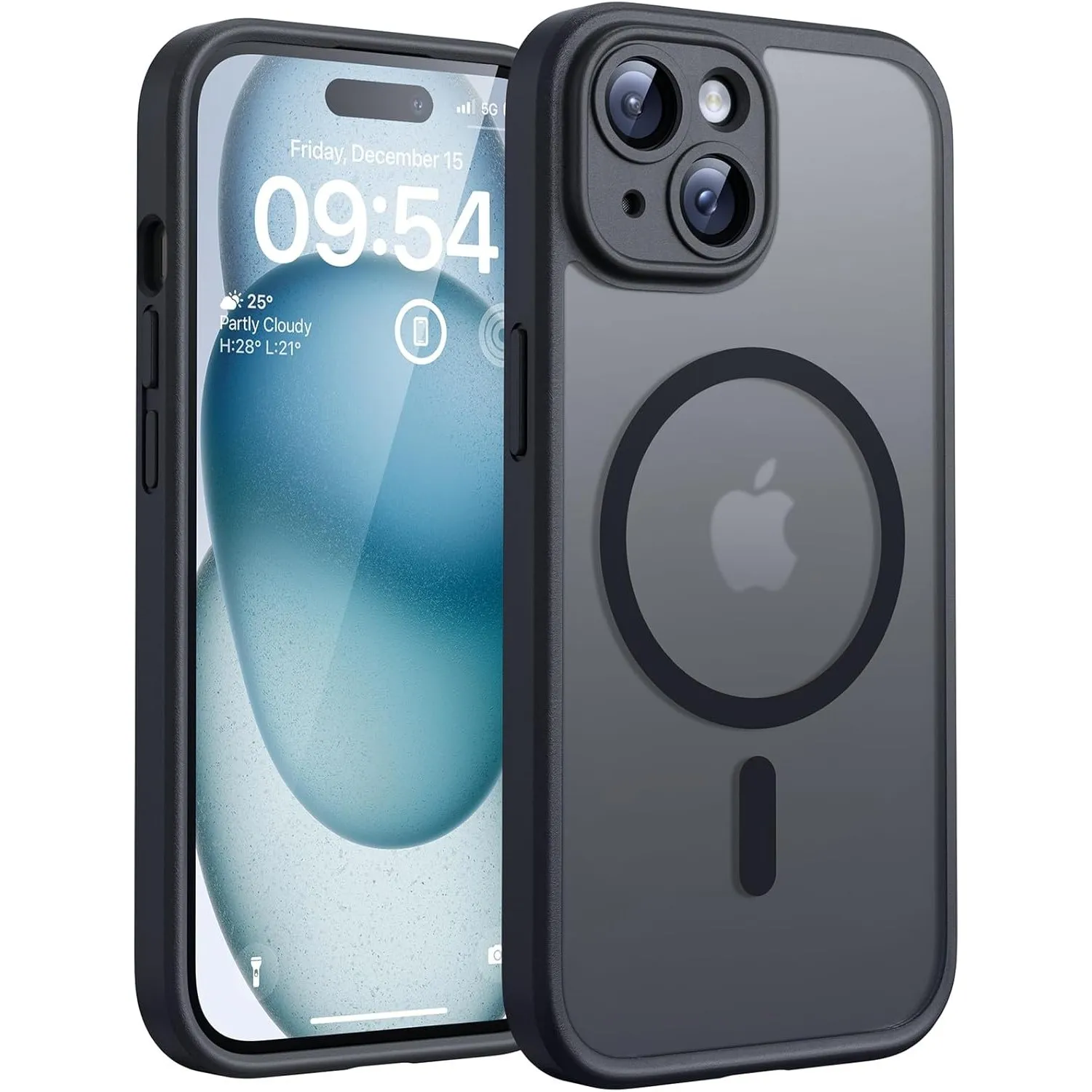 TOCOL für iPhone 15 Hülle, Kompatibel mit MagSafe, Schwarz