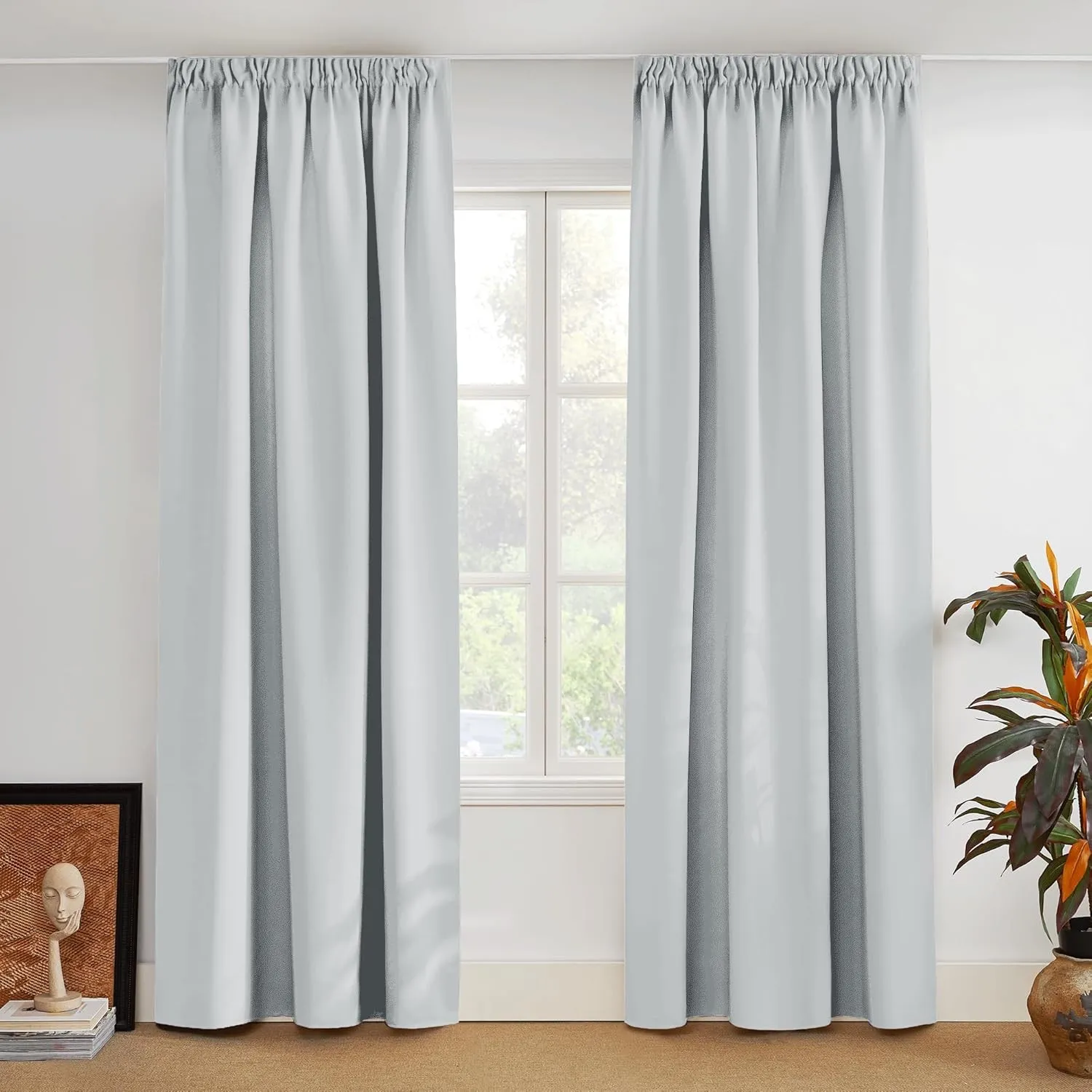 PONY DANCE Wohnzimmer Vorhänge mit Haken für Schienensystem Kräuselband Gardinen 2er Set H 210 x B 140 cm Verdunkelungs…