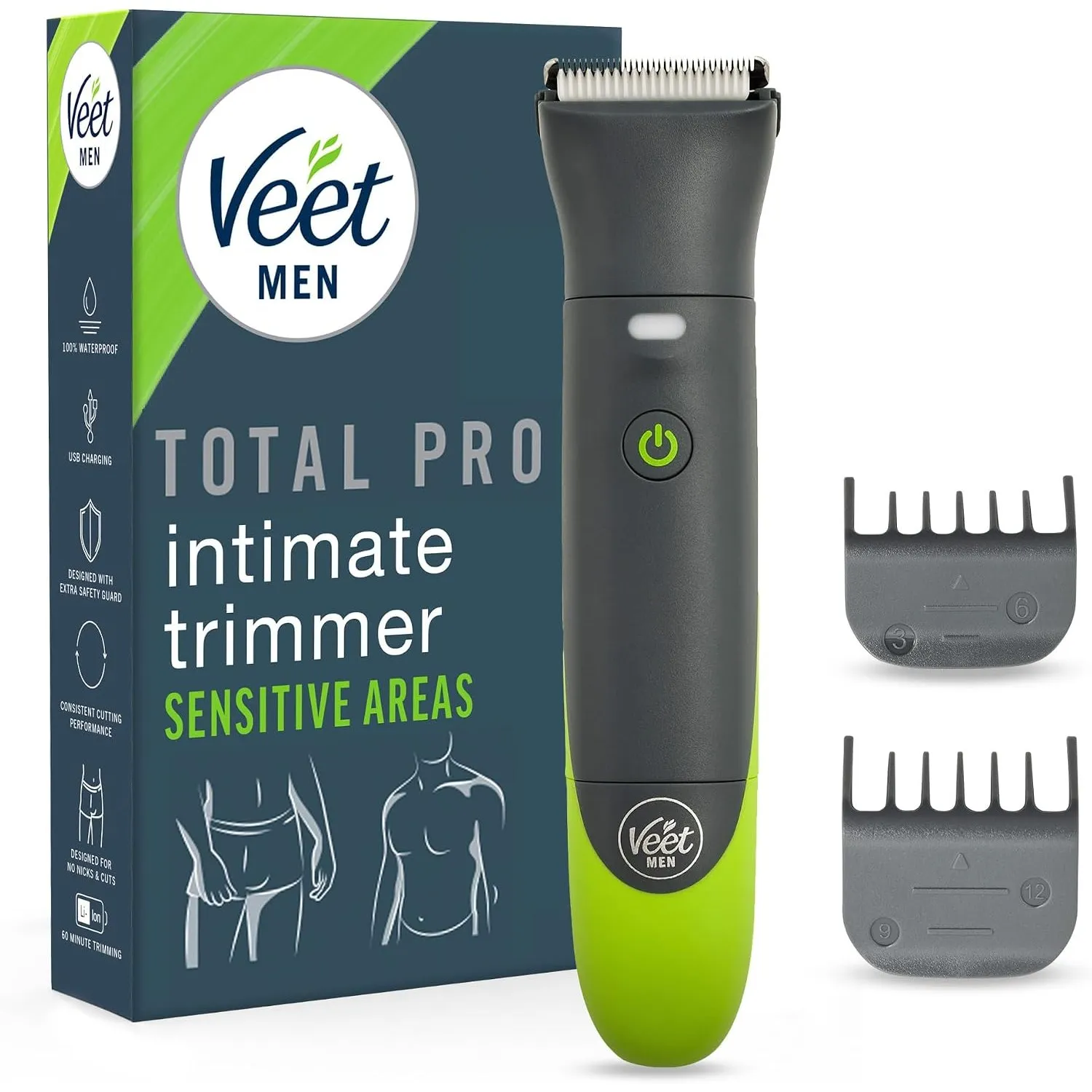 Veet Men Intimate Trimmer für Intimbereich, Gesicht & Körper, wasserfest