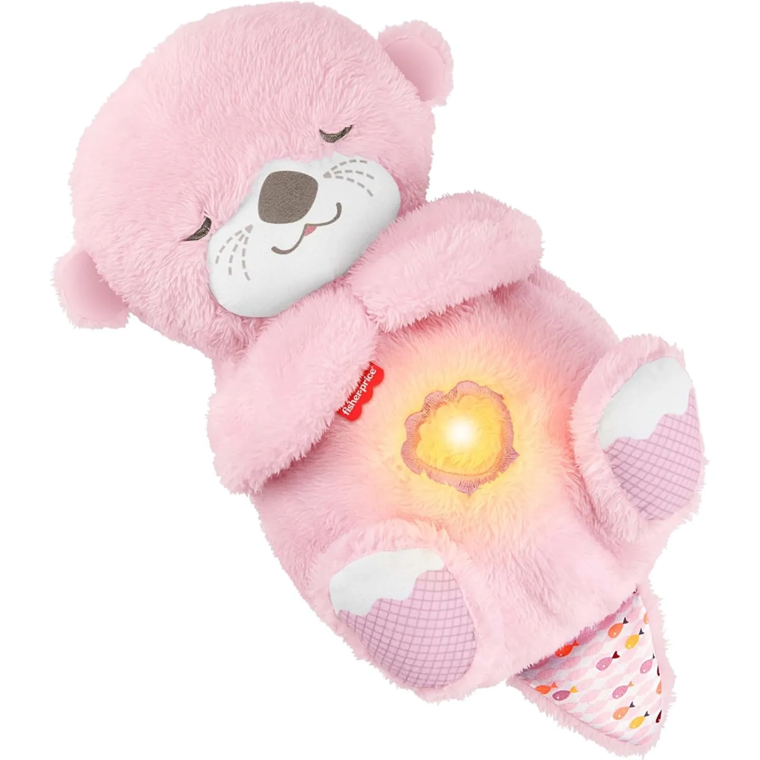 Fisher-Price Baby-Spielzeug Schlummer-Otter, tragbare Pinke Plüsch-Spieluhr mit Atembewegungen und Lichtern für Neugebo…
