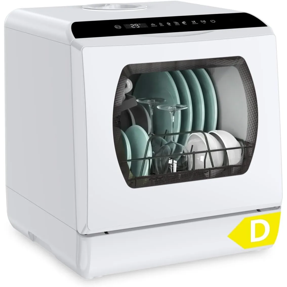 Hermitlux Mini Geschirrspüler 6 Programmen, 5 Gedecke, Glastür
